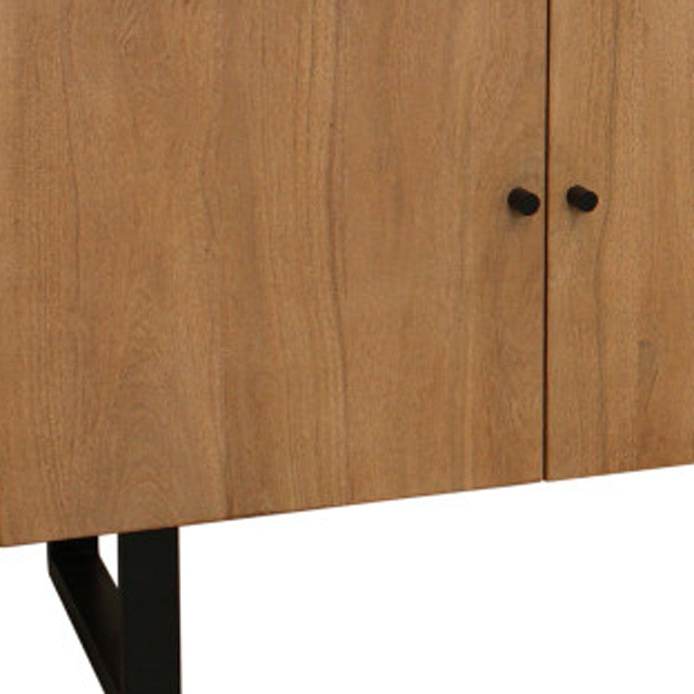 80" Natural Distressed Solid Wood Live Edge Credenza With Four Doors