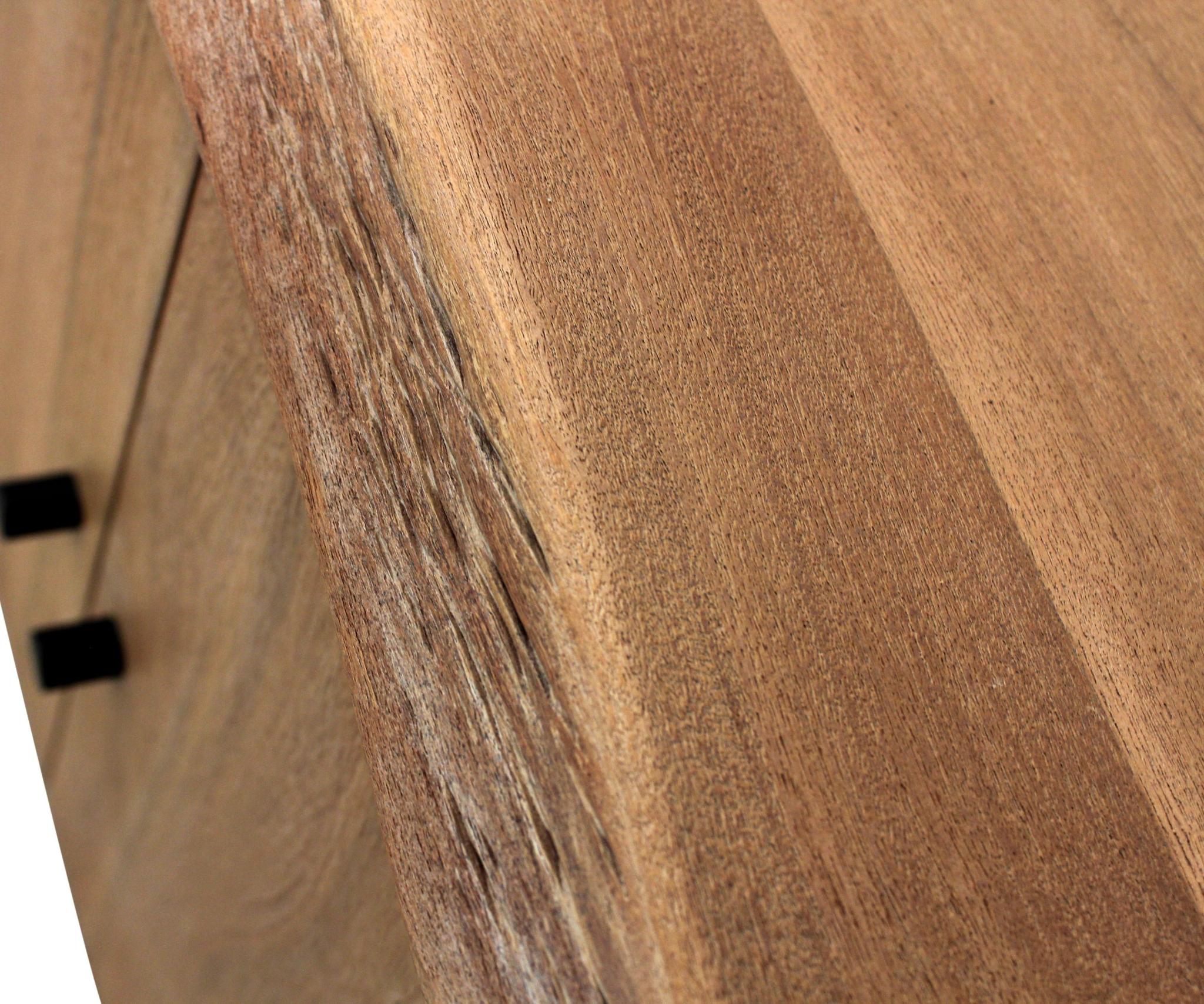 80" Natural Distressed Solid Wood Live Edge Credenza With Four Doors