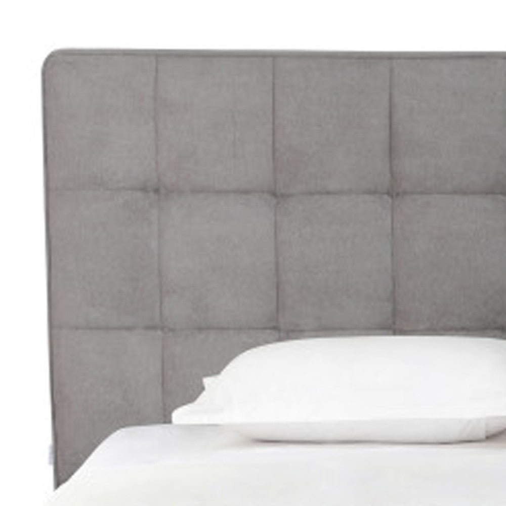 Gray Tufted Linen Blend Upholstered King Bed Frame