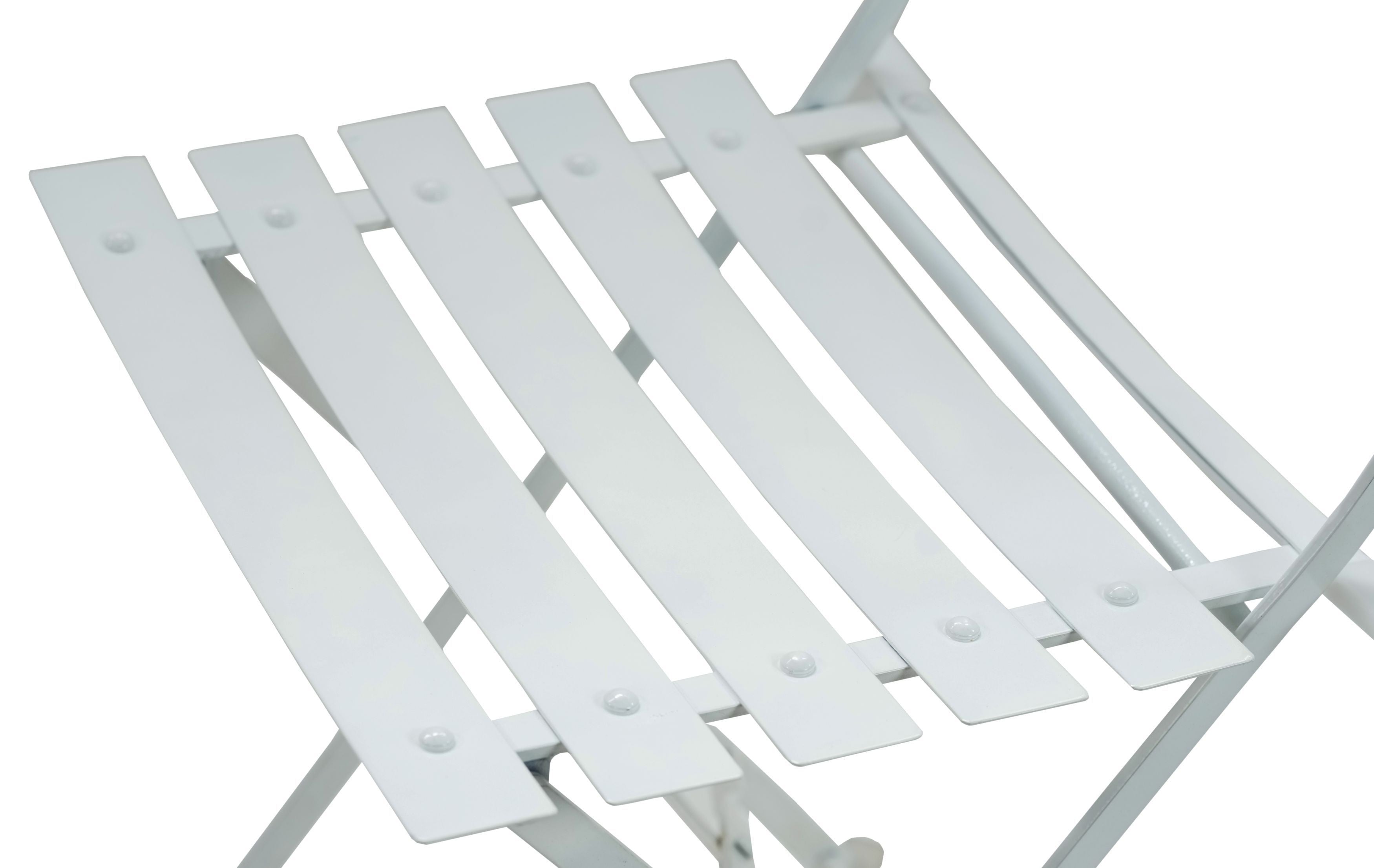 Set of Two White Aluminum Outdoor Folding Dining Chairs
