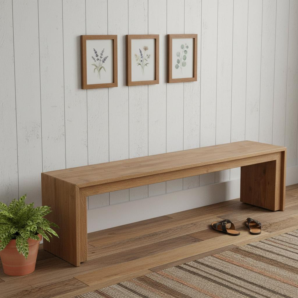 69" Natural and Brown Wood Distressed Reclaimed Wood Bench