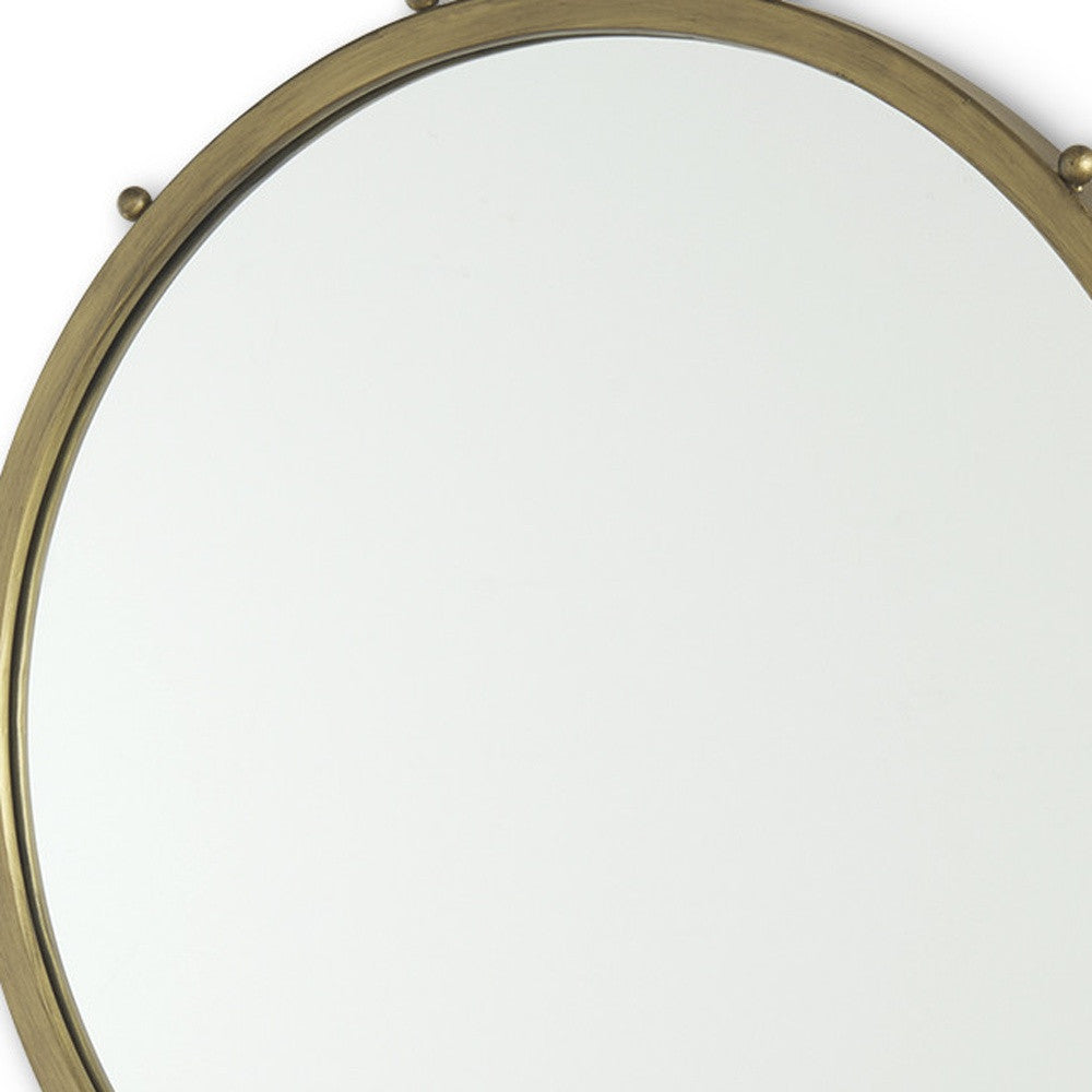 25" Gold Metal Beaded Round Framed Accent Mirror