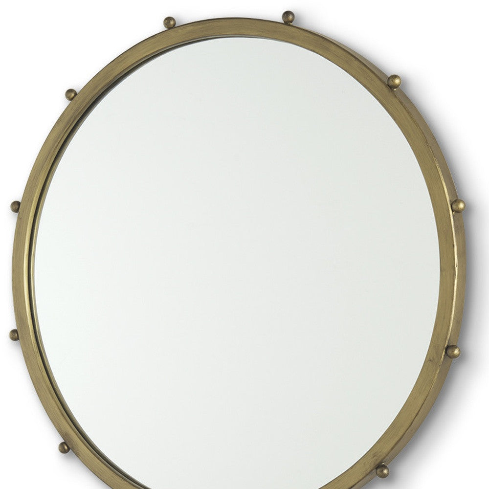 25" Gold Metal Beaded Round Framed Accent Mirror