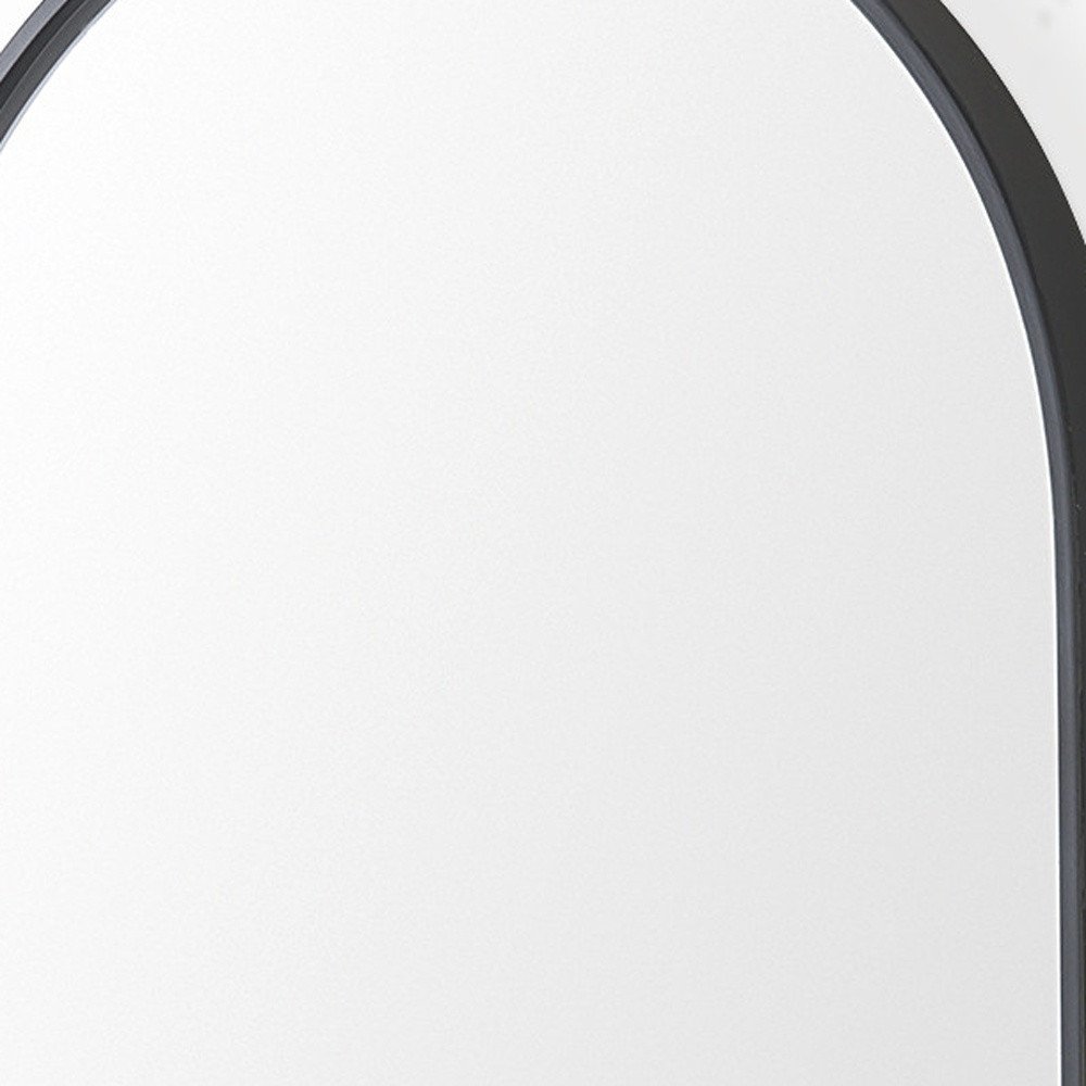 40" Black Metal Arch Framed Accent Mirror With Shelf