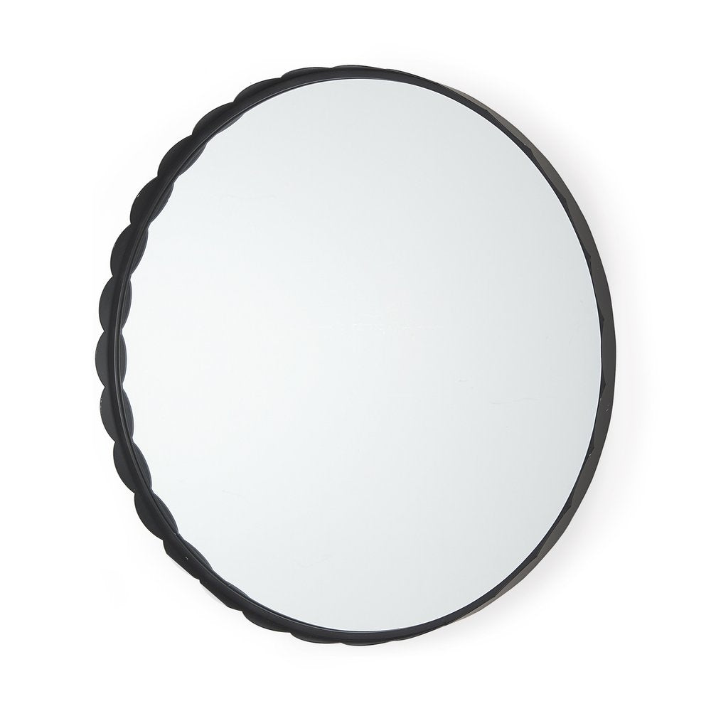 30" Black Metal Scalloped Framed Accent Mirror