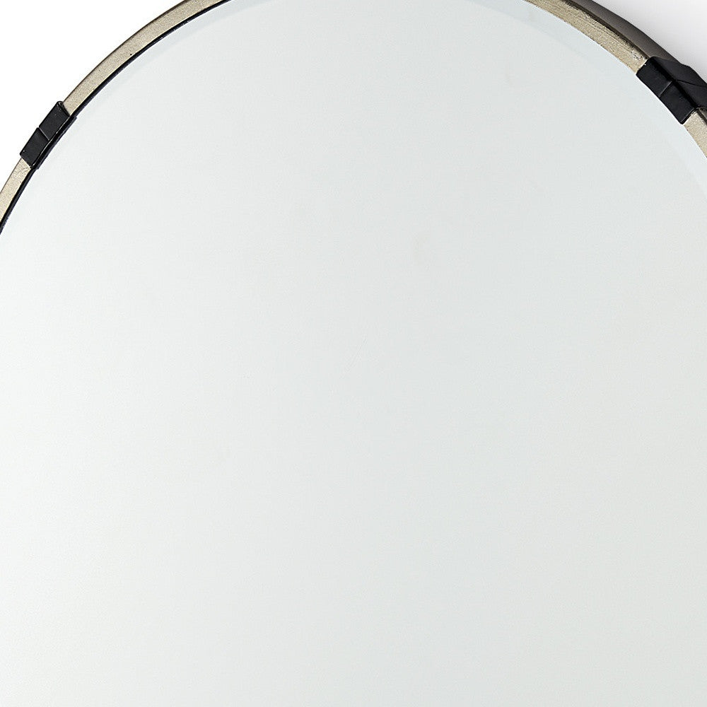 24" Gold And Black Metal Round Framed Accent Mirror