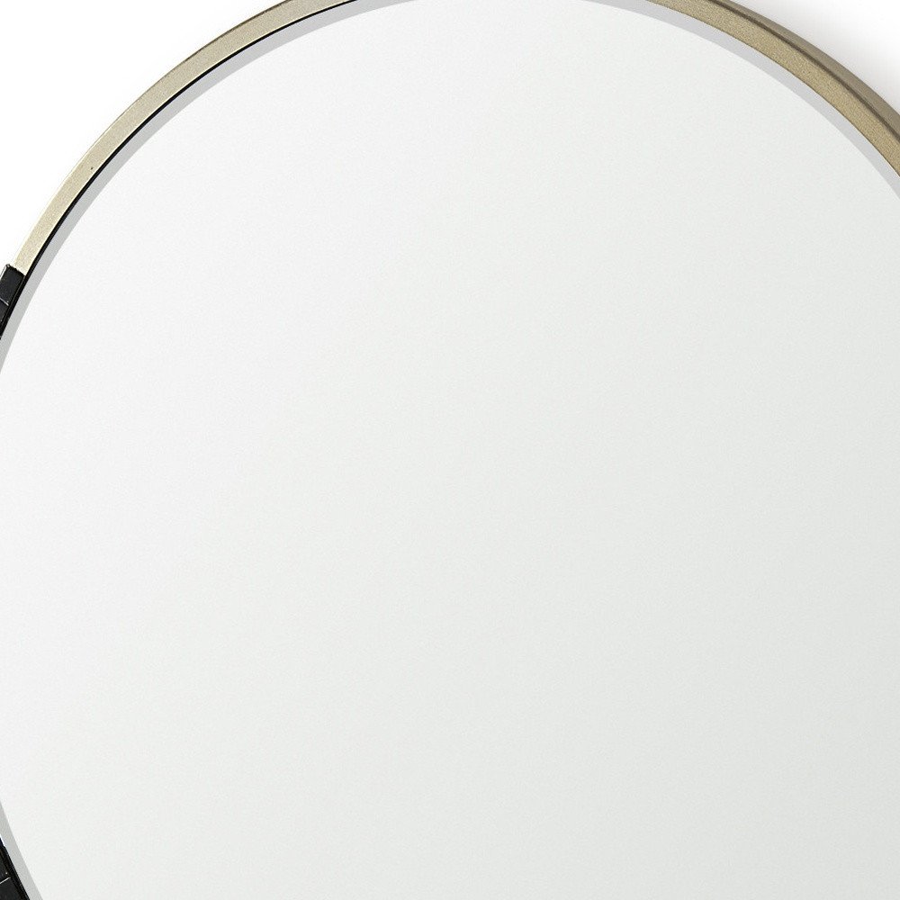 29" Gold And Black Metal Round Framed Accent Mirror