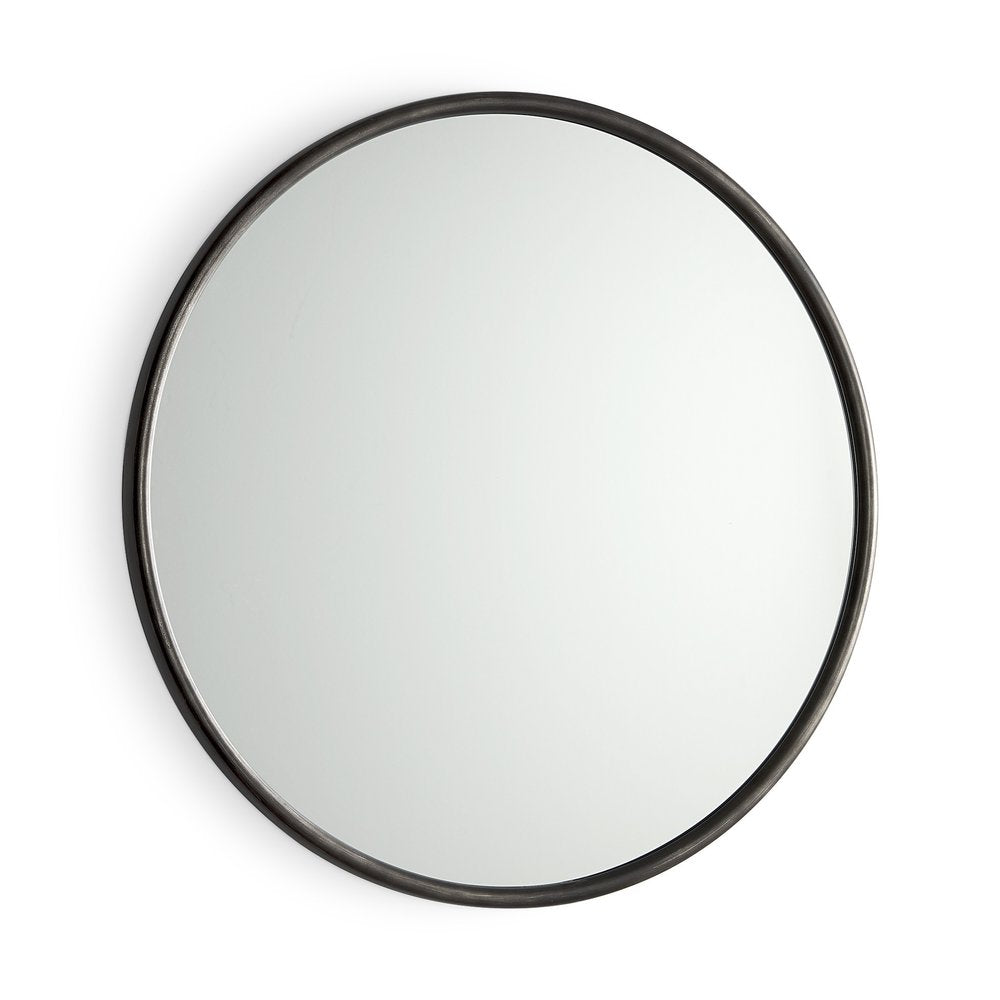 36" Black Metal Round Framed Accent Mirror