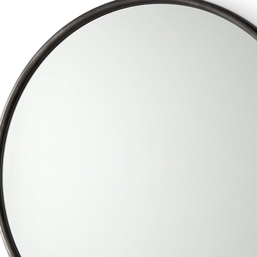 36" Black Metal Round Framed Accent Mirror