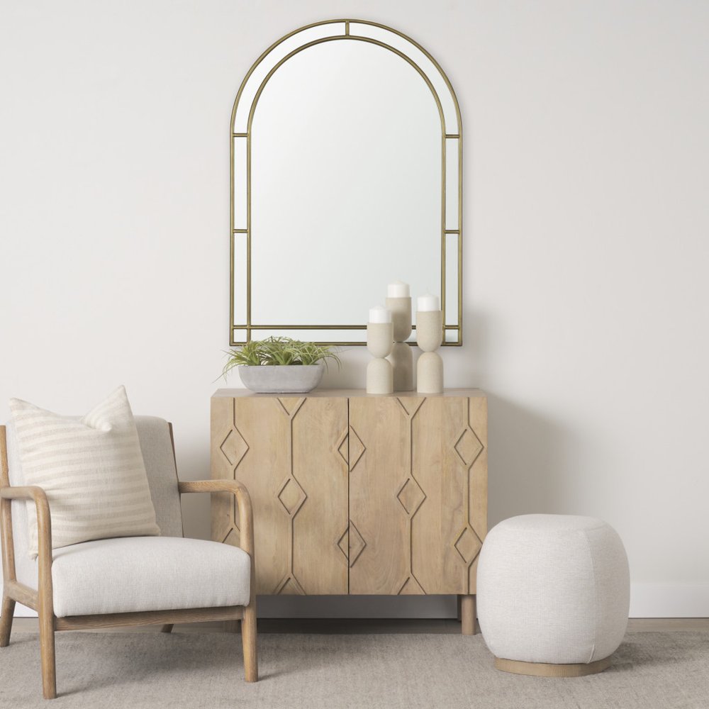 48" Gold Metal Double Arch Framed Accent Mirror