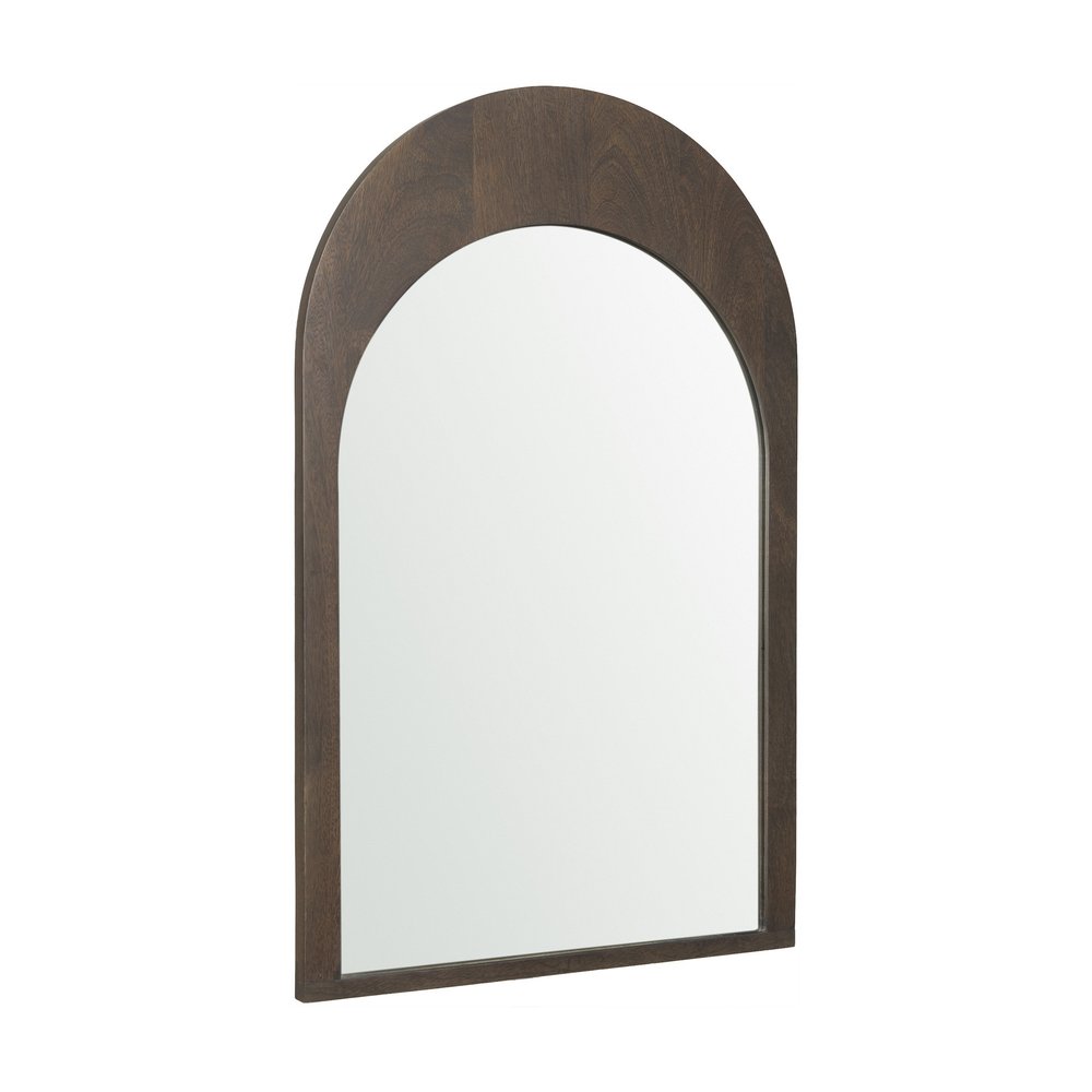 36" Brown Solid Wood Arch Framed Accent Mirror