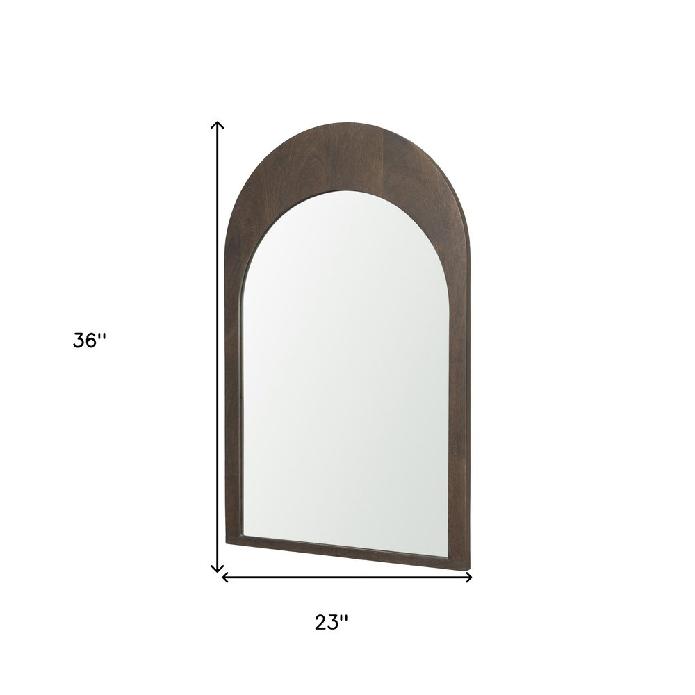 36" Brown Solid Wood Arch Framed Accent Mirror
