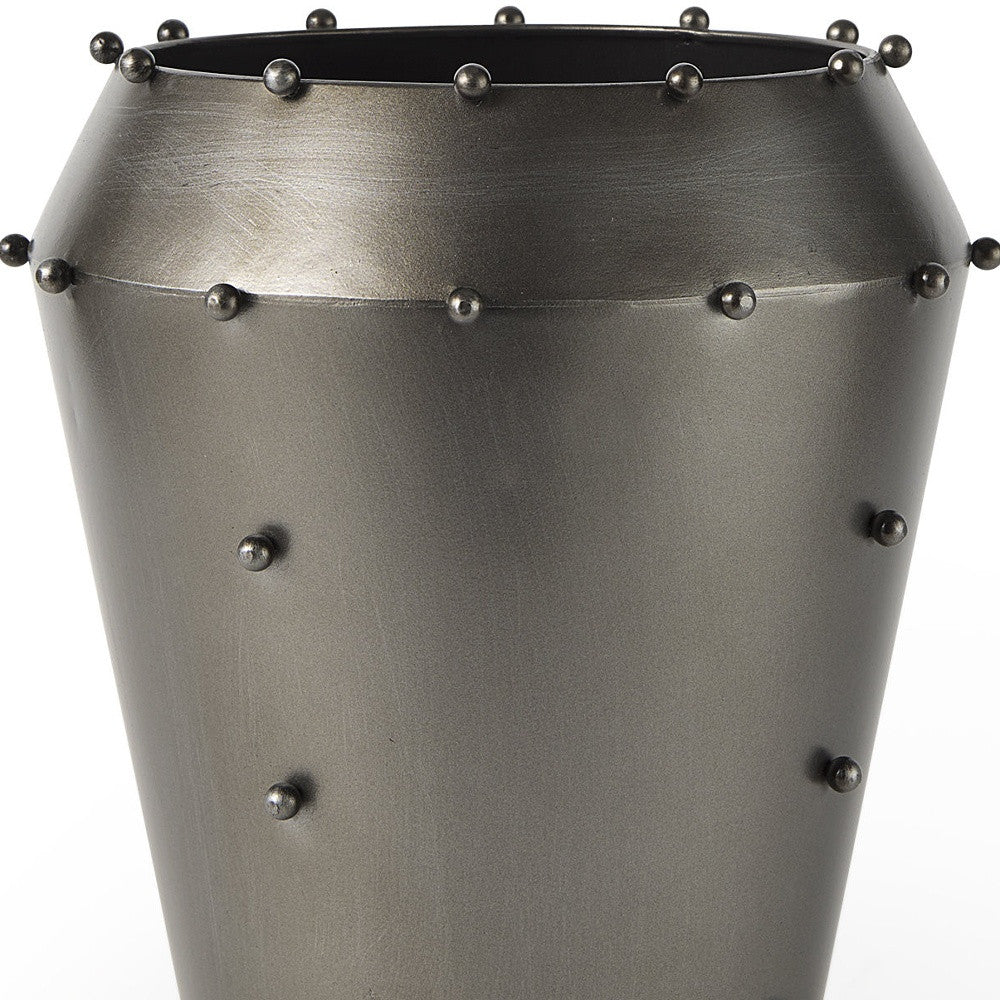 12" Gray Metal Table Vase