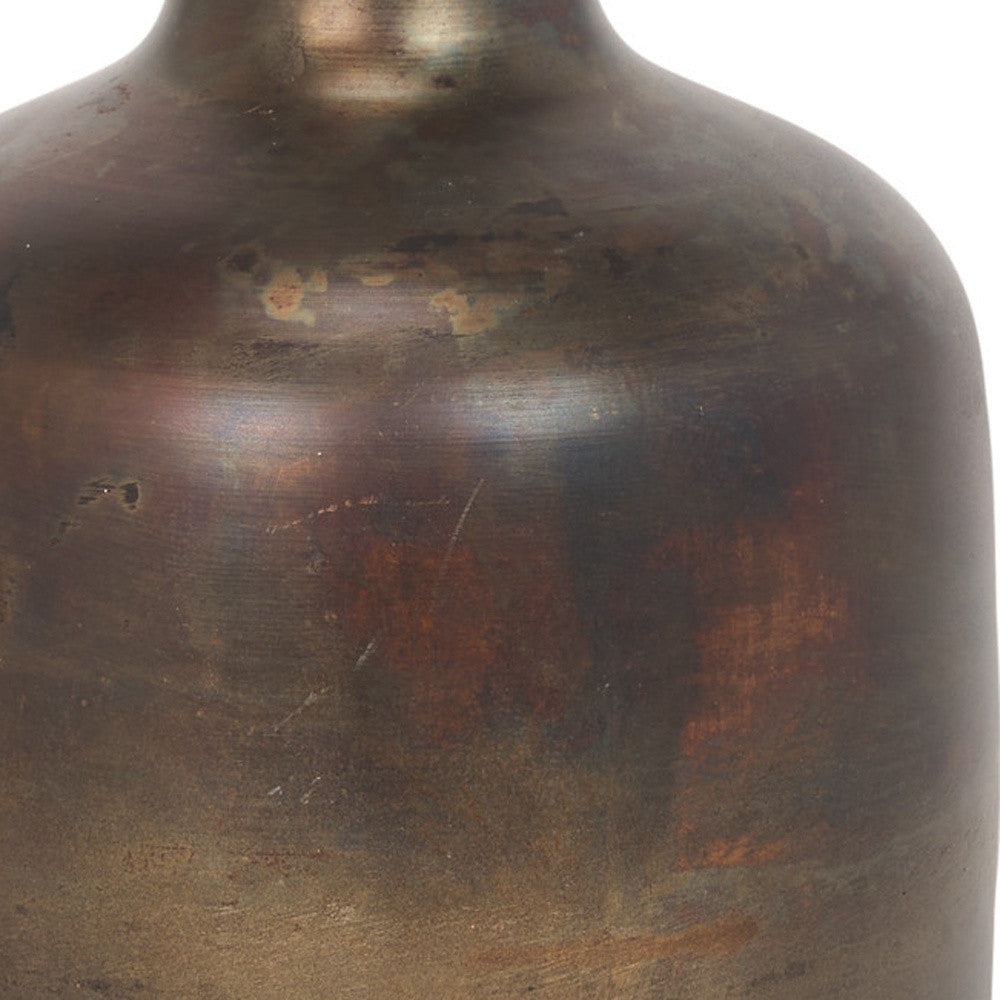 9" Antiqued Gold Metal Cylinder Table Vase
