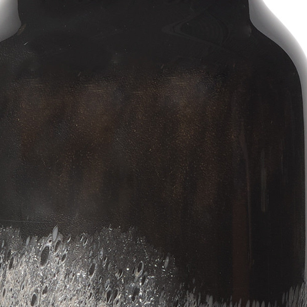 10" Black And Gray Abstract Glass Cylinder Table Vase