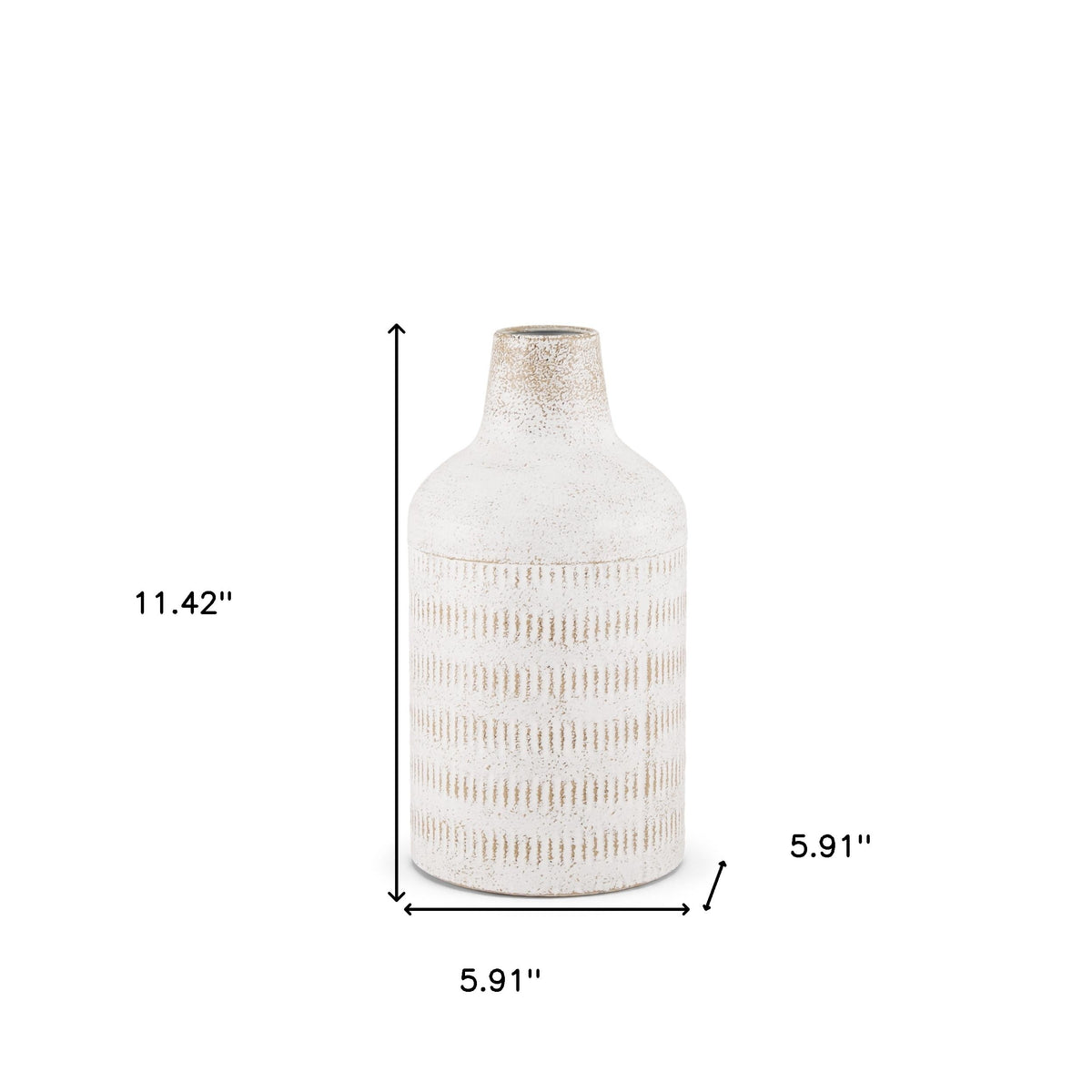 11" Off White And Natural Geometric Metal Cylinder Table Vase