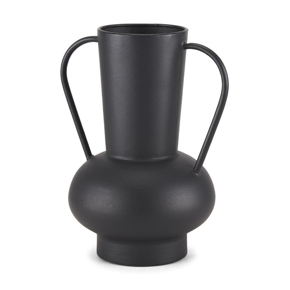 11" Black Amphora Metal Table Vase