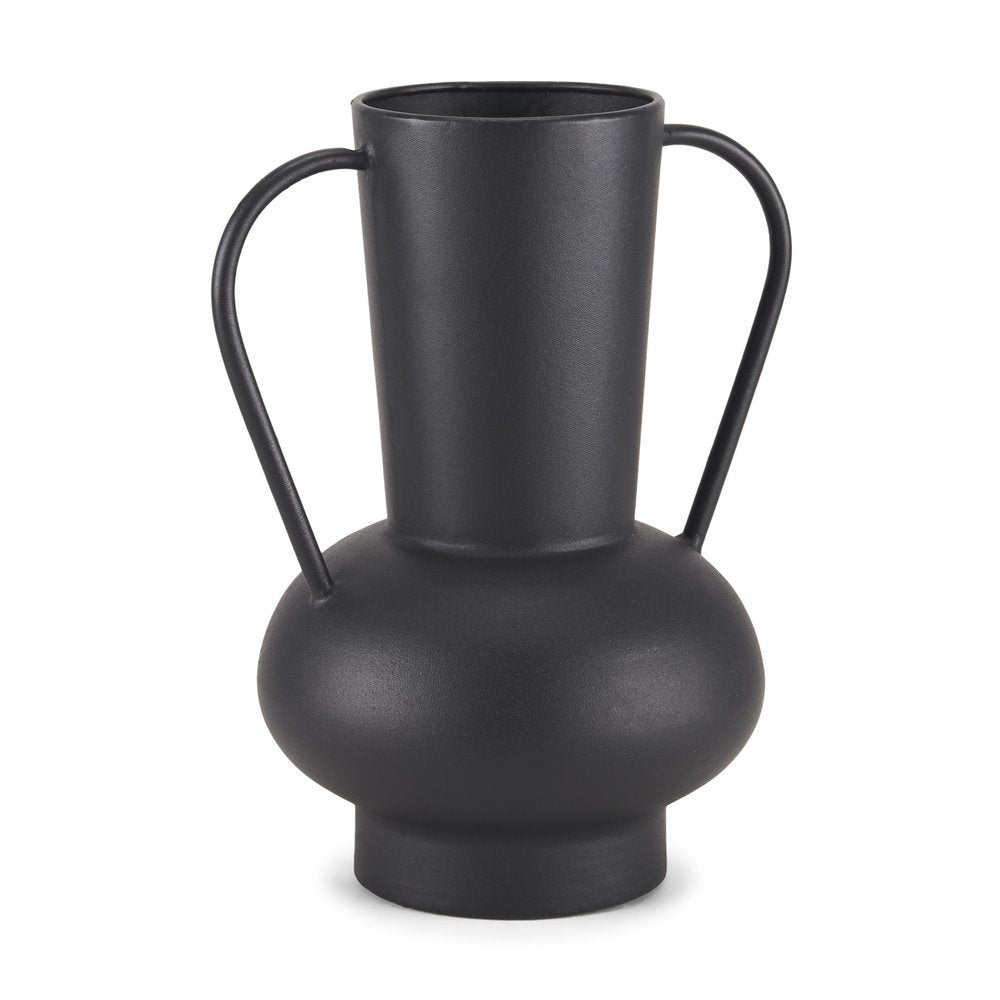 11" Black Amphora Metal Table Vase