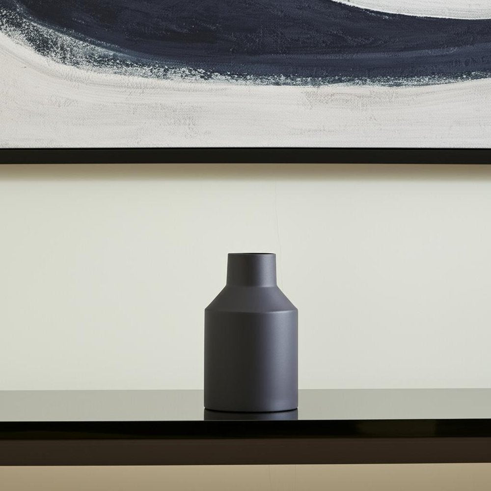 11" Black Tulip Metal Table Vase