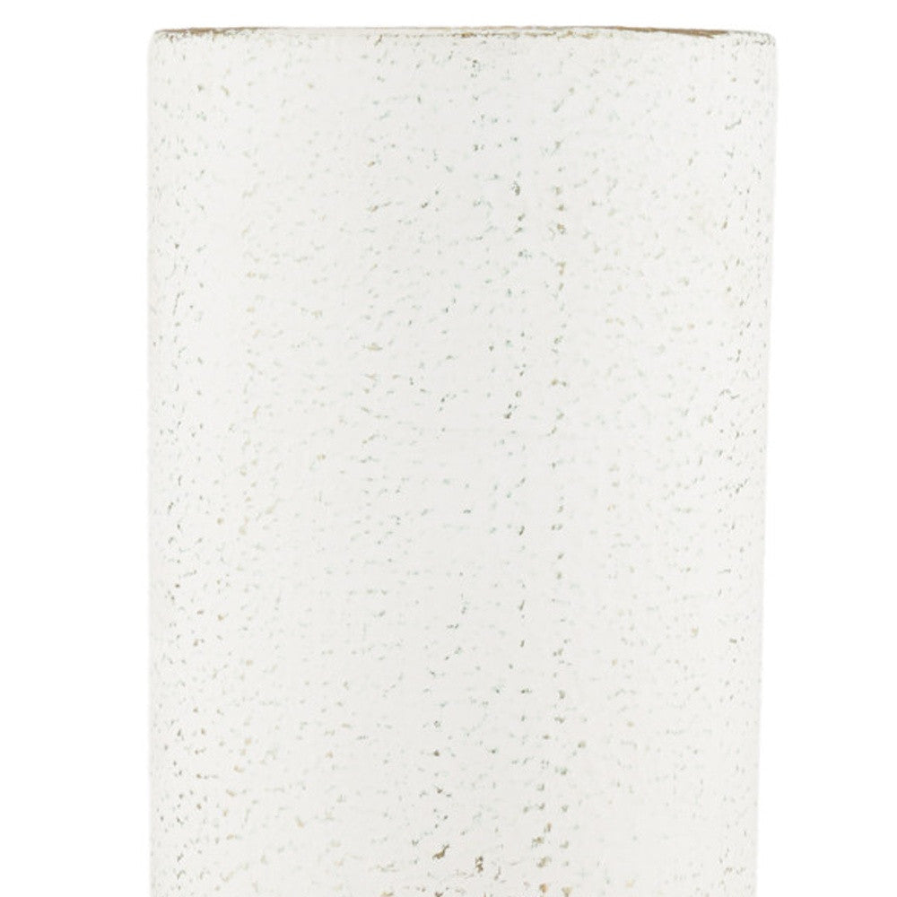 19" Off White And Gold Metal Cylinder Table Vase