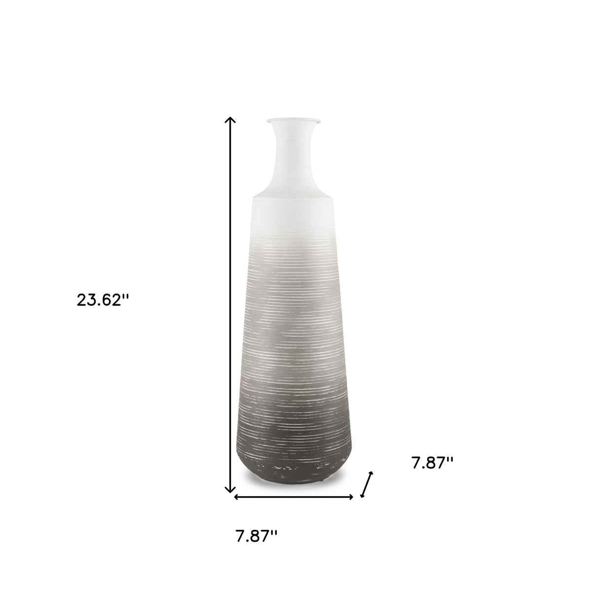 24" Gray And White Ombre Metal Table Vase