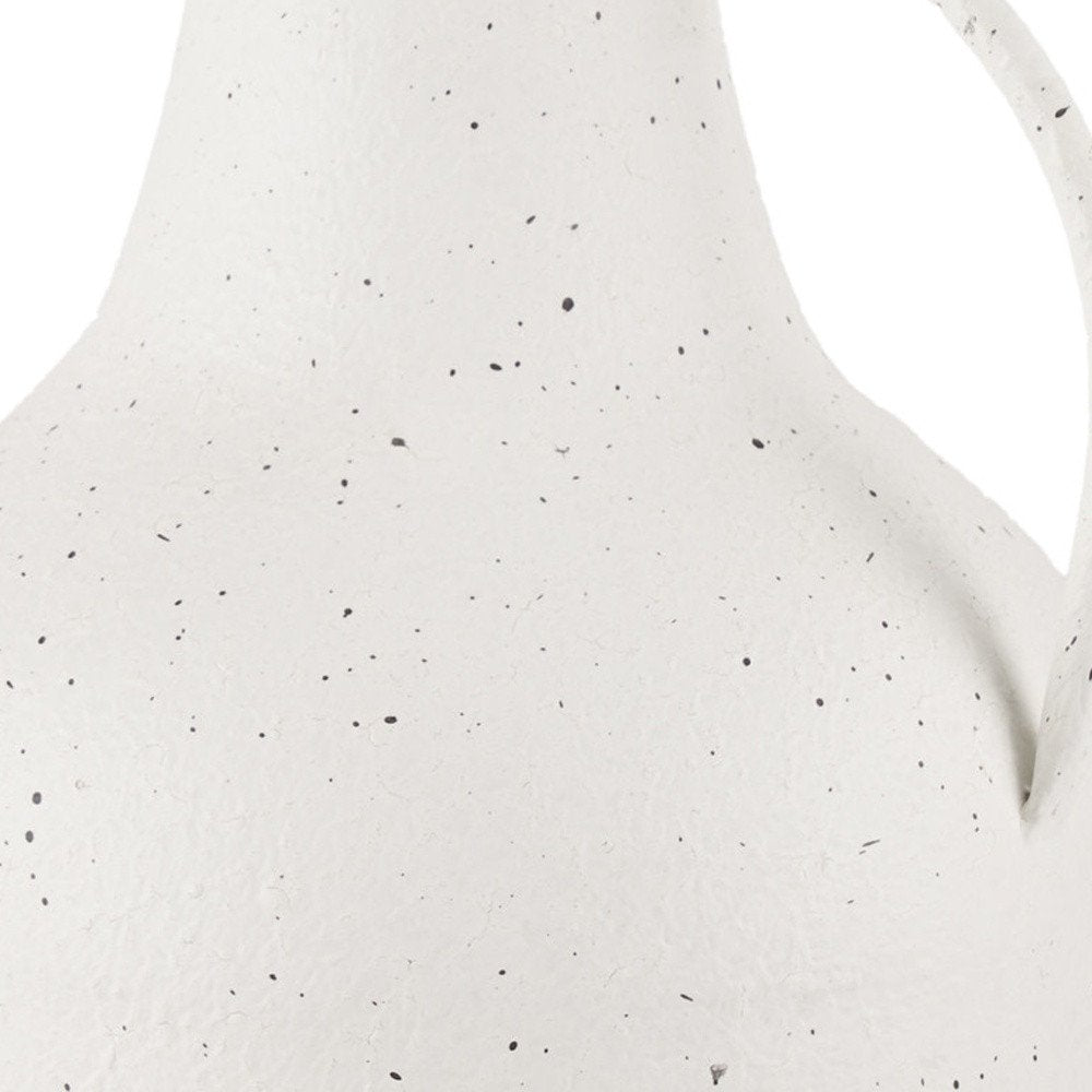 12" White Speckle Metal Amphora Table Vase