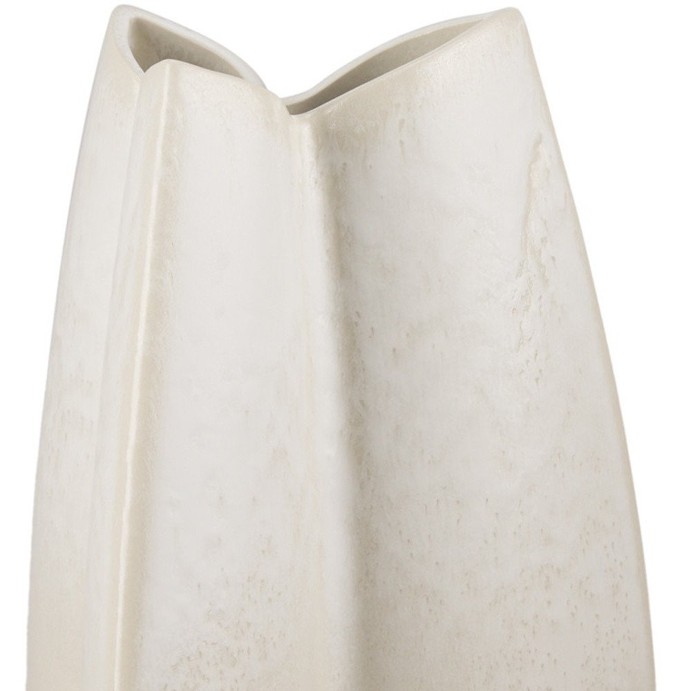 14" Off White And Tan Color Block Ceramic Table Vase