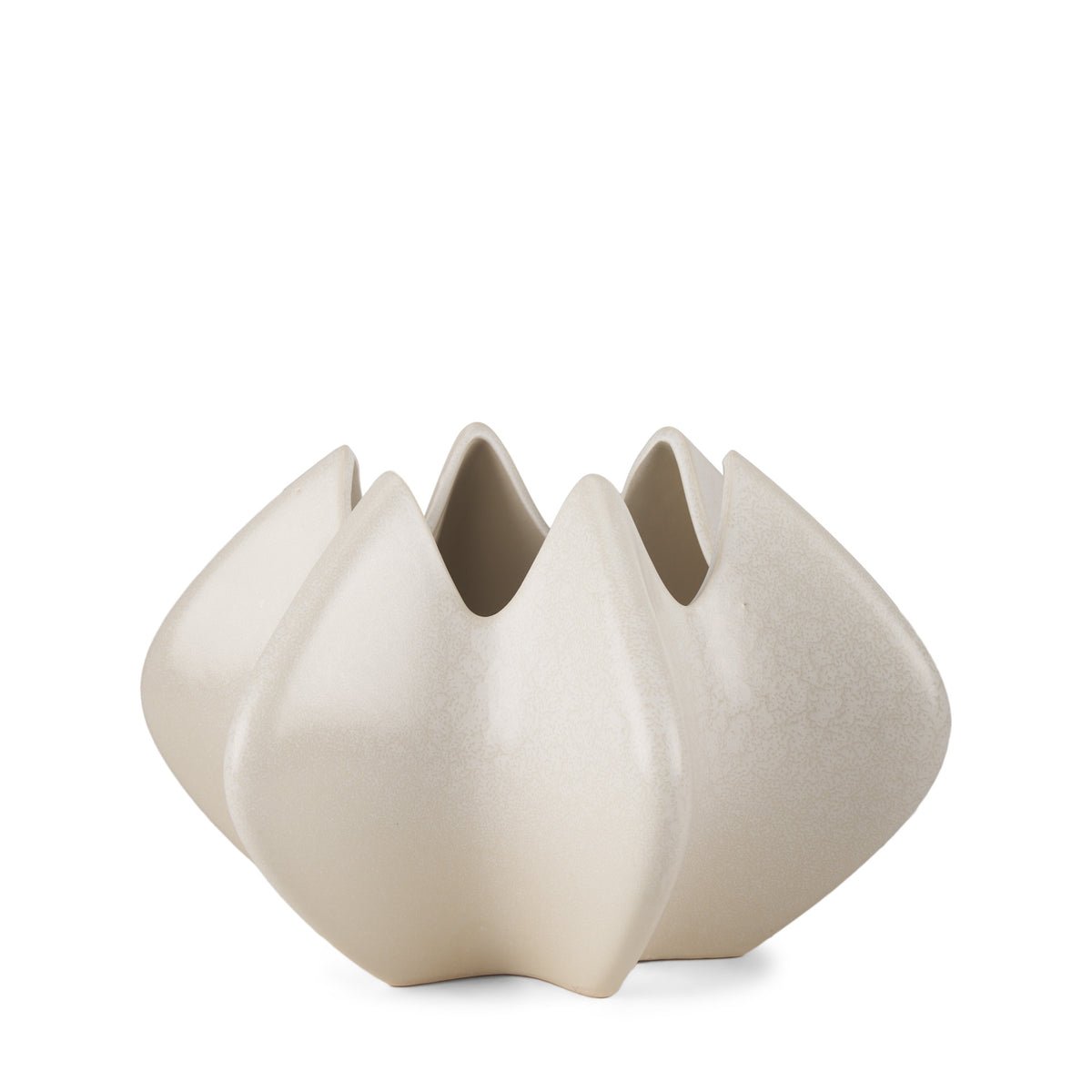 9" Cream Sculptural Ceramic Table Vase