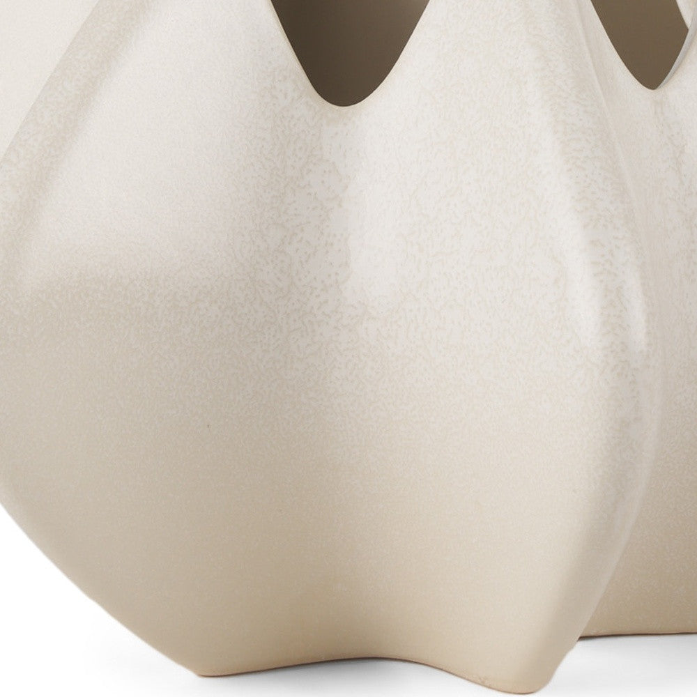 9" Cream Sculptural Ceramic Table Vase