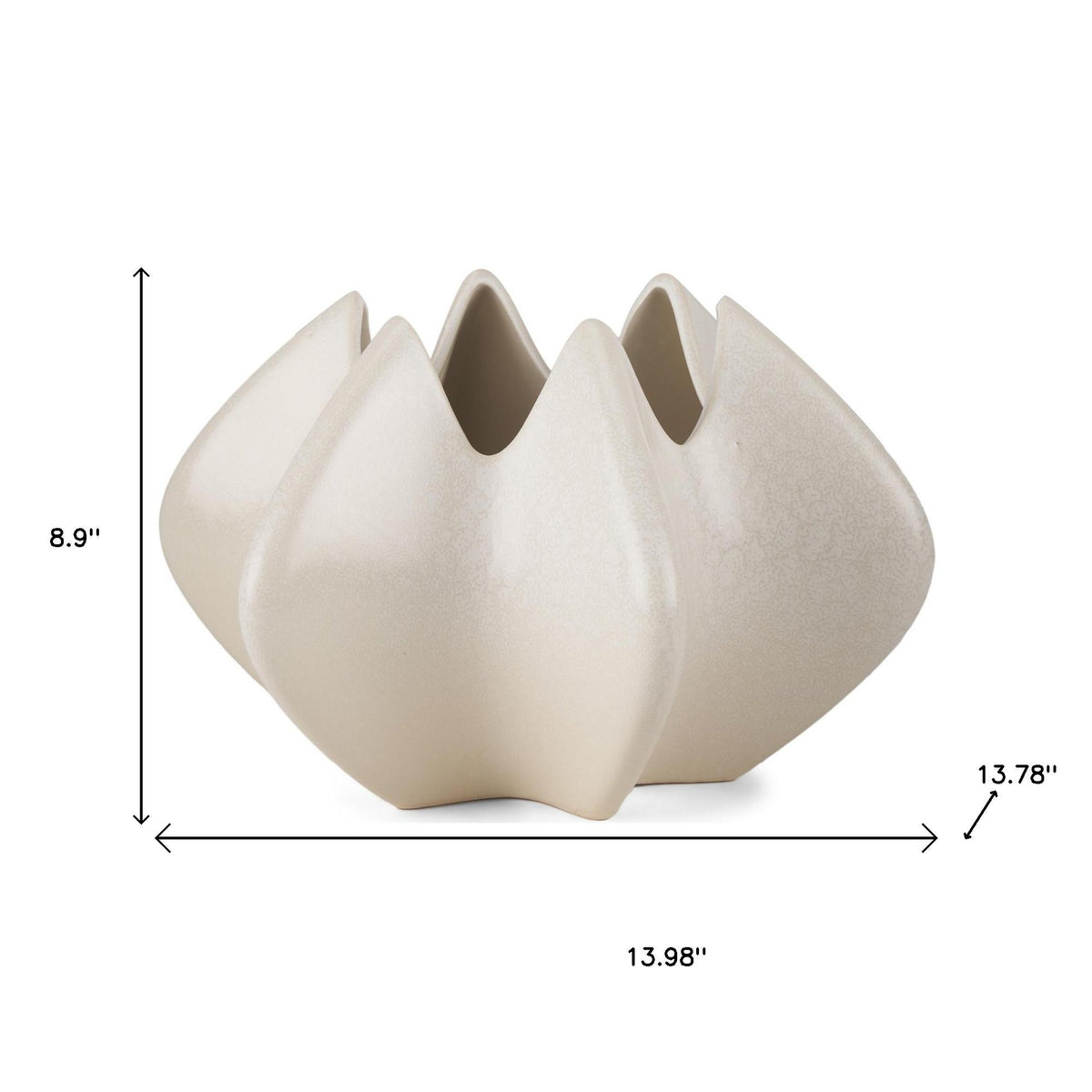 9" Cream Sculptural Ceramic Table Vase