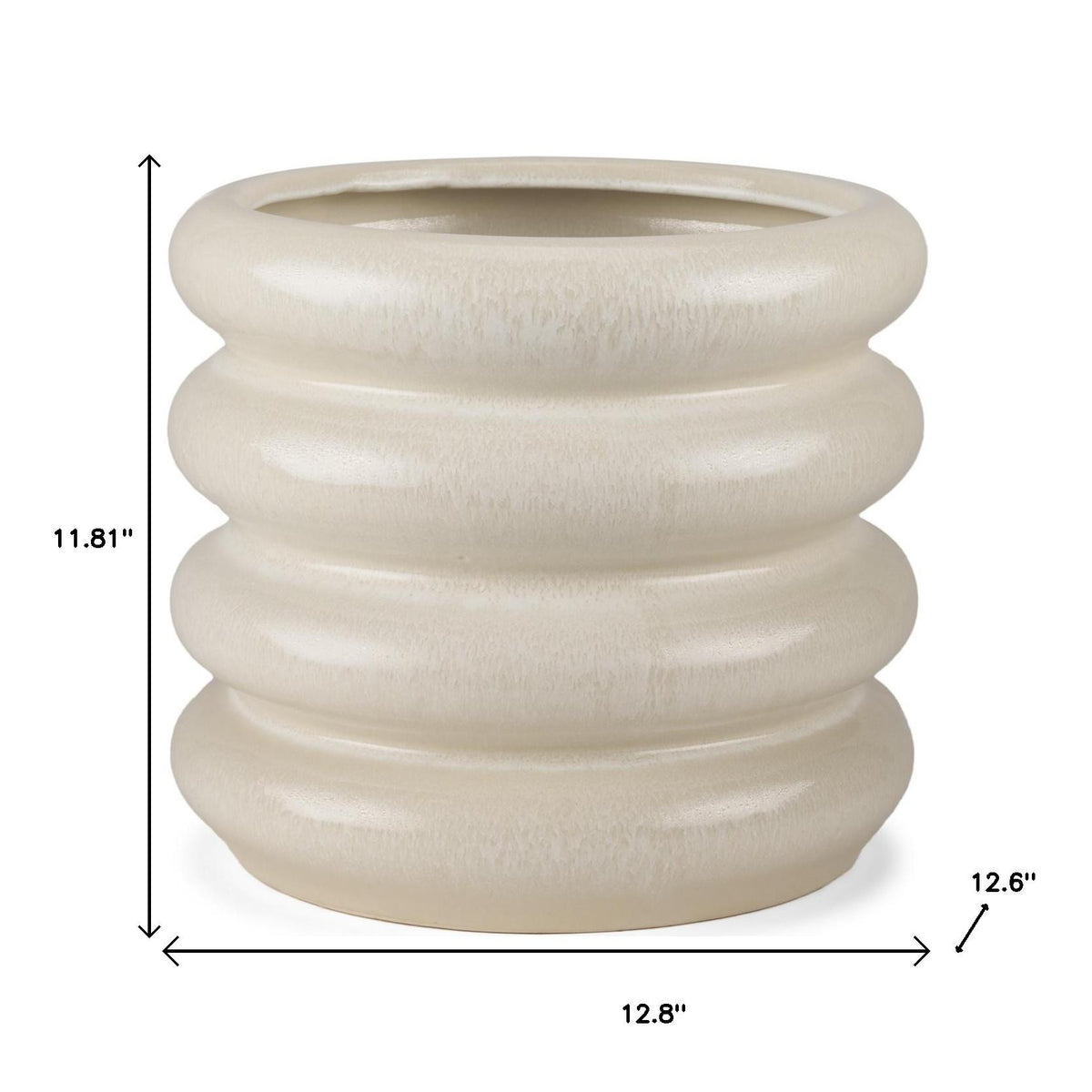 12" Cream Cylinder Ceramic Table Vase