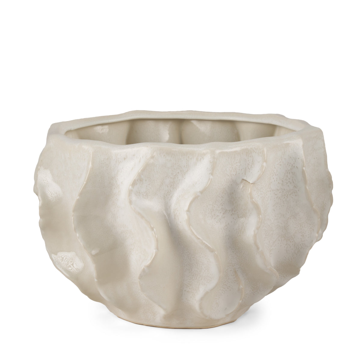 9" Cream Sculptural Ceramic Table Vase