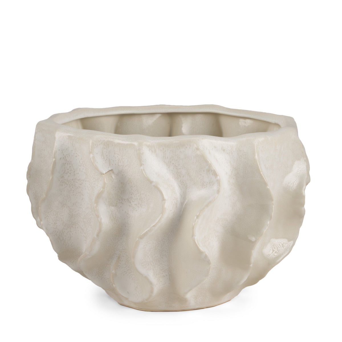 9" Cream Sculptural Ceramic Table Vase