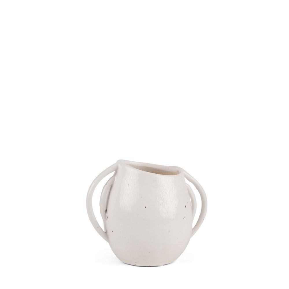 7" Cream Speckle Ceramic Amphora Table Vase