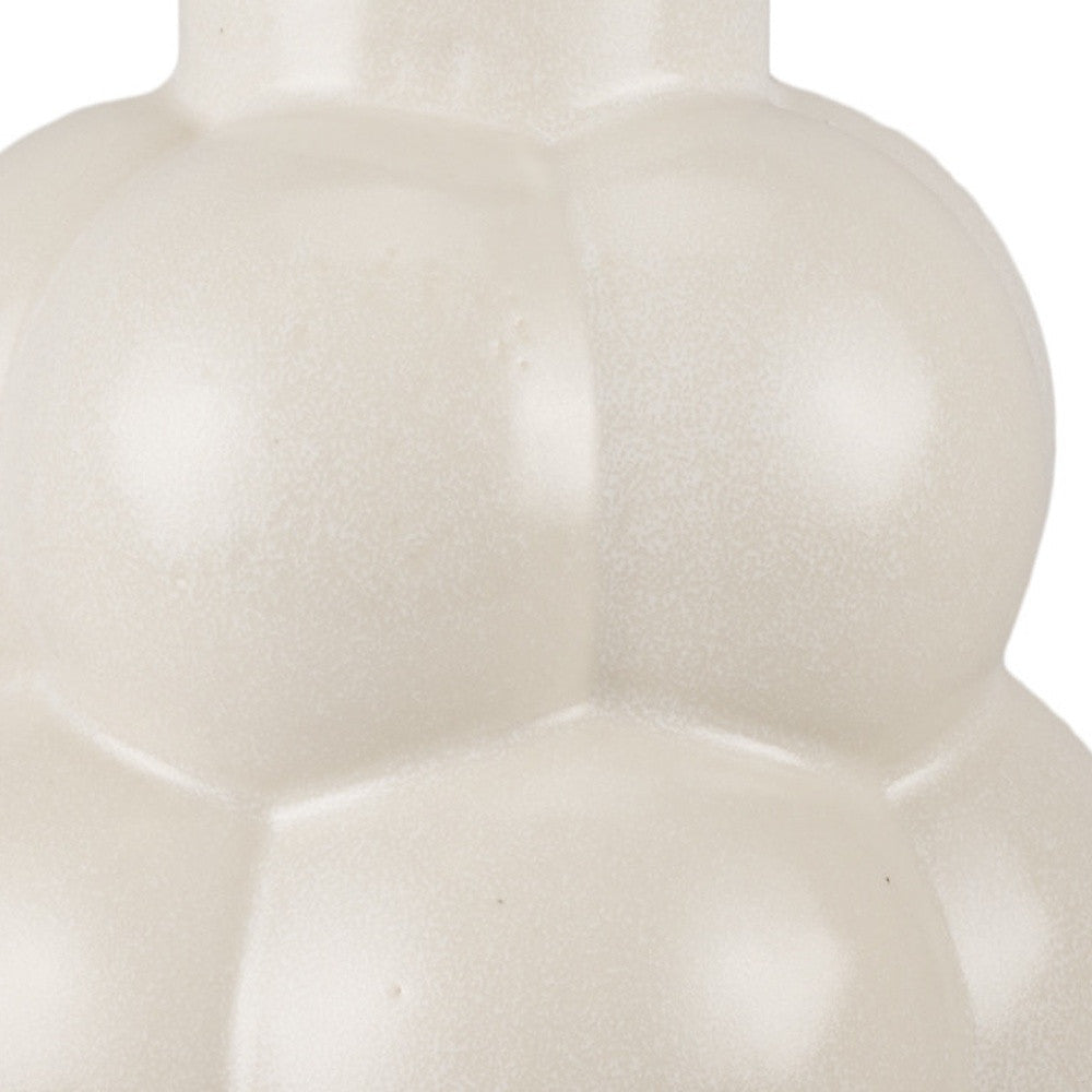 14" Cream Ceramic Modern Abstract Bubbles Table Vase