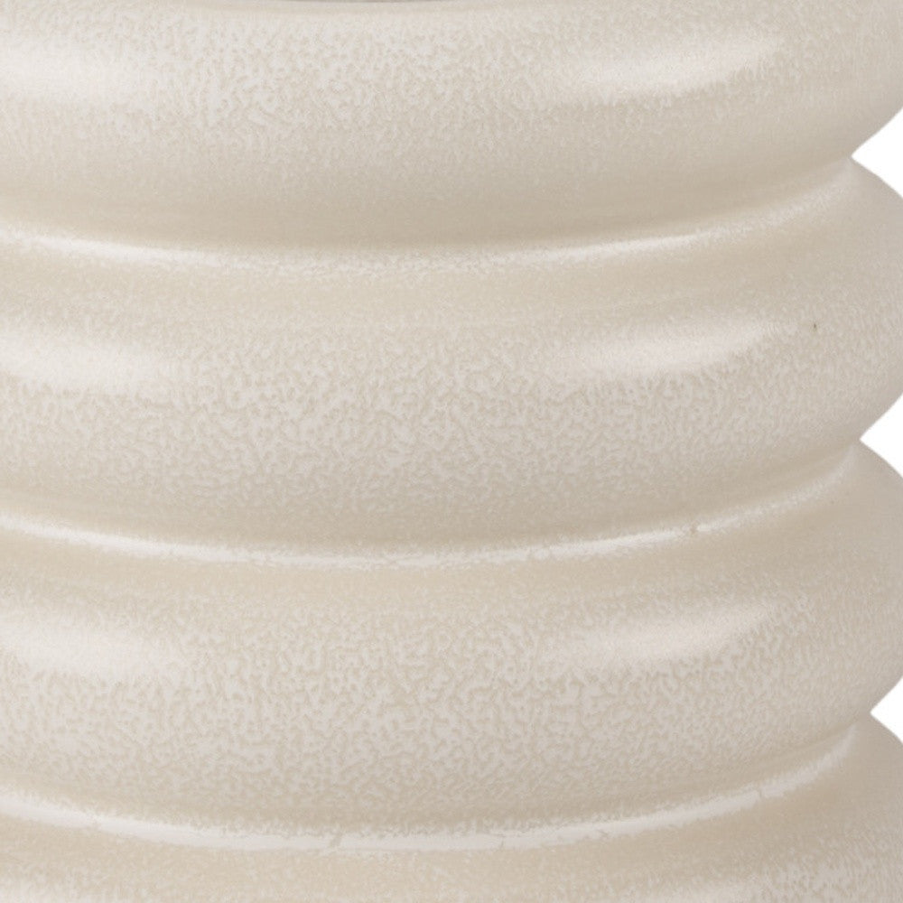 7" Cream Ceramic Stacking Rings Cylinder Table Vase