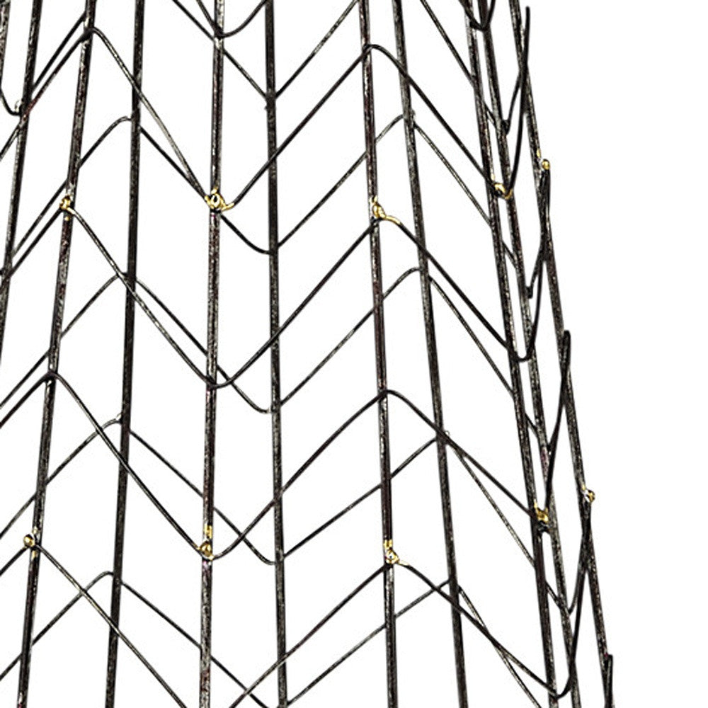 24" Gold Distressed Lattice Metal Tabletop Hurricane Candle Holder