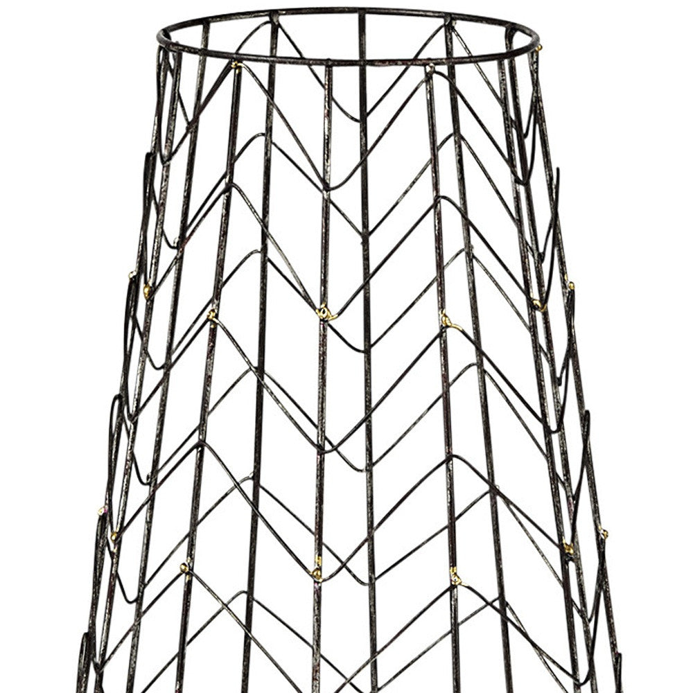24" Gold Distressed Lattice Metal Tabletop Hurricane Candle Holder
