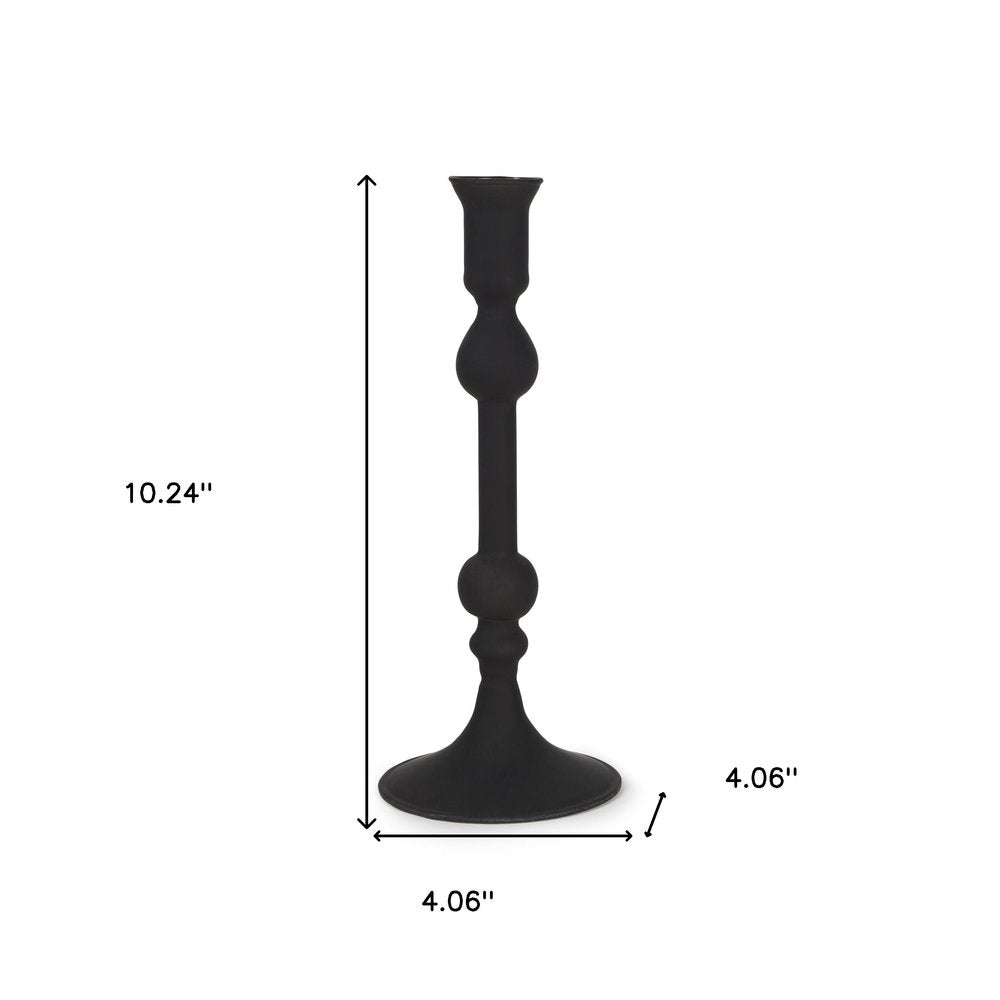 10" Black Glass Tabletop Taper Candlestick