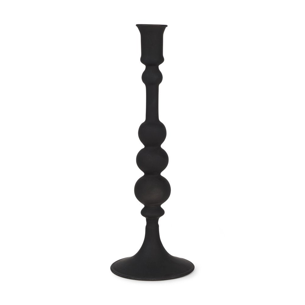 12" Black Glass Tabletop Taper Candlestick