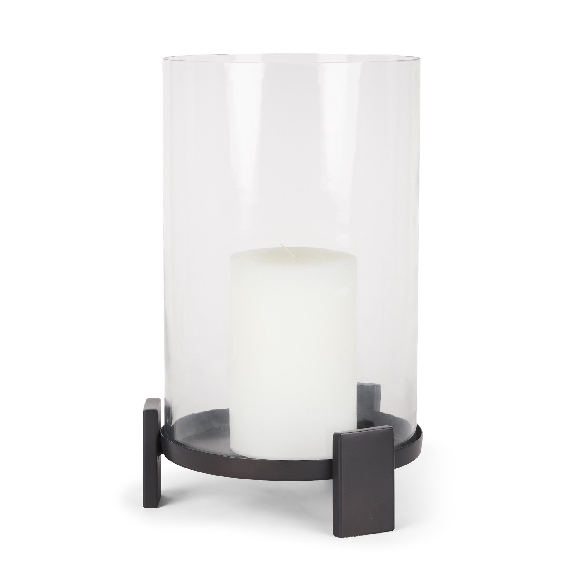 14" Black Metal Abstract Tabletop Hurricane Candle Holder