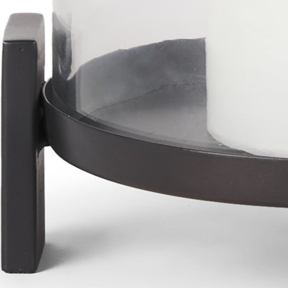 14" Black Metal Abstract Tabletop Hurricane Candle Holder