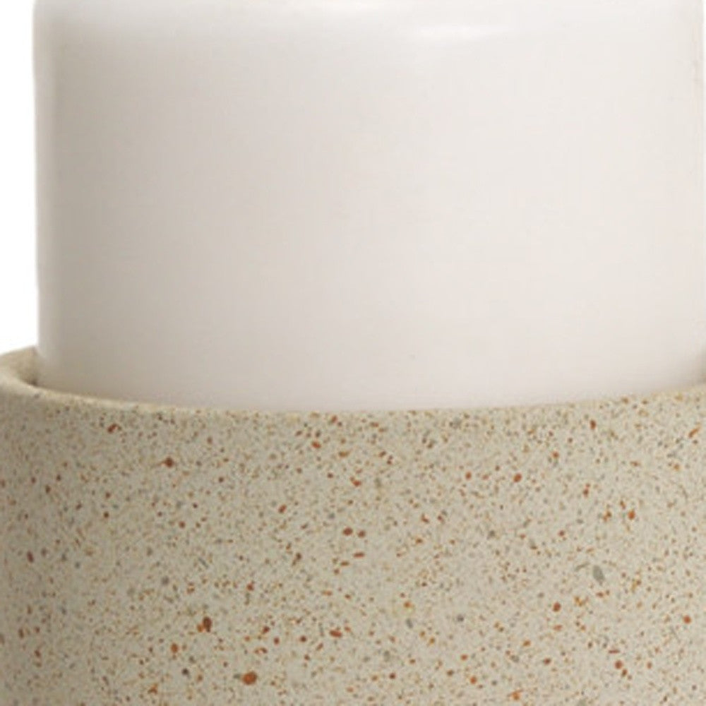 9" Beige Metal Tabletop Pillar Candle Holder