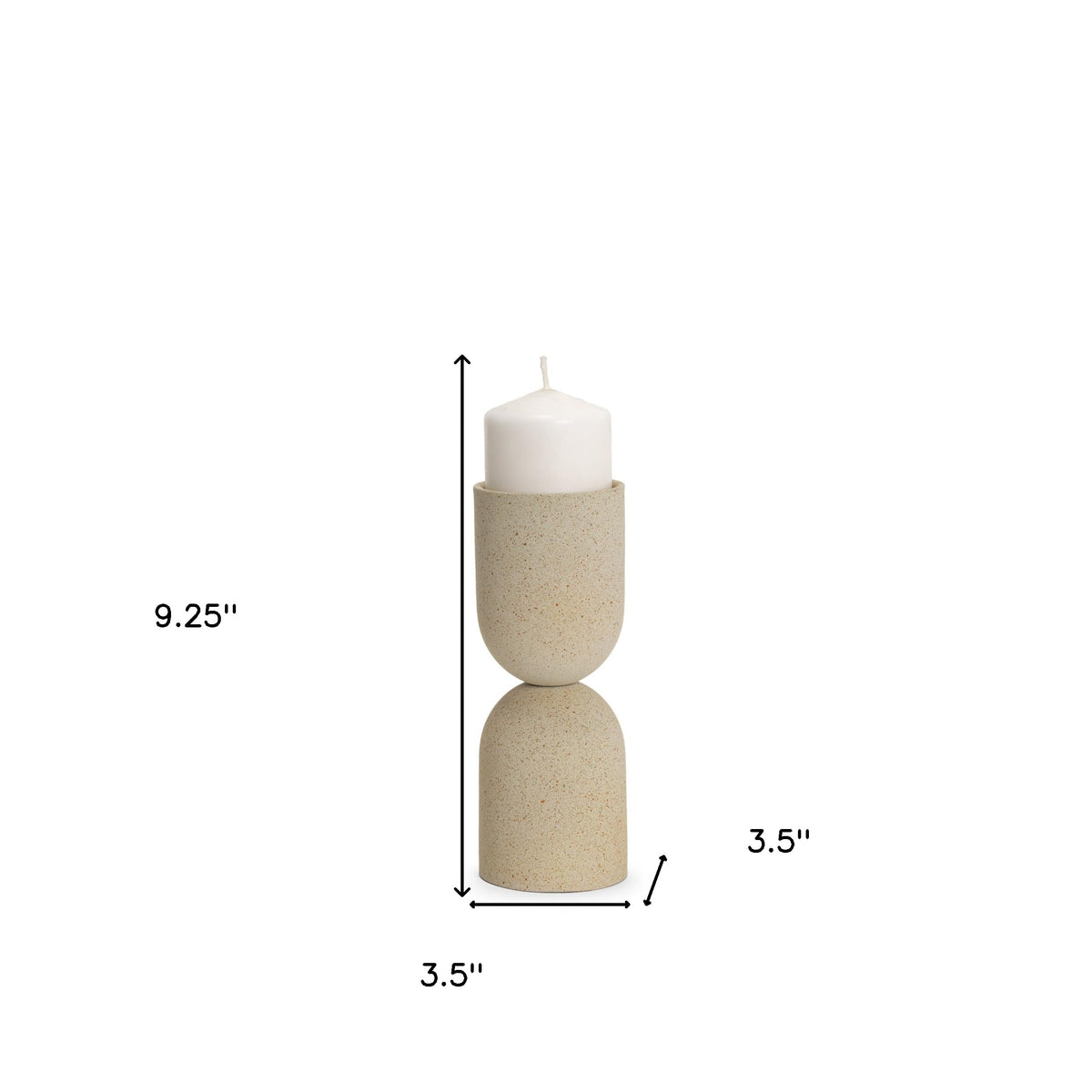 9" Beige Metal Tabletop Pillar Candle Holder
