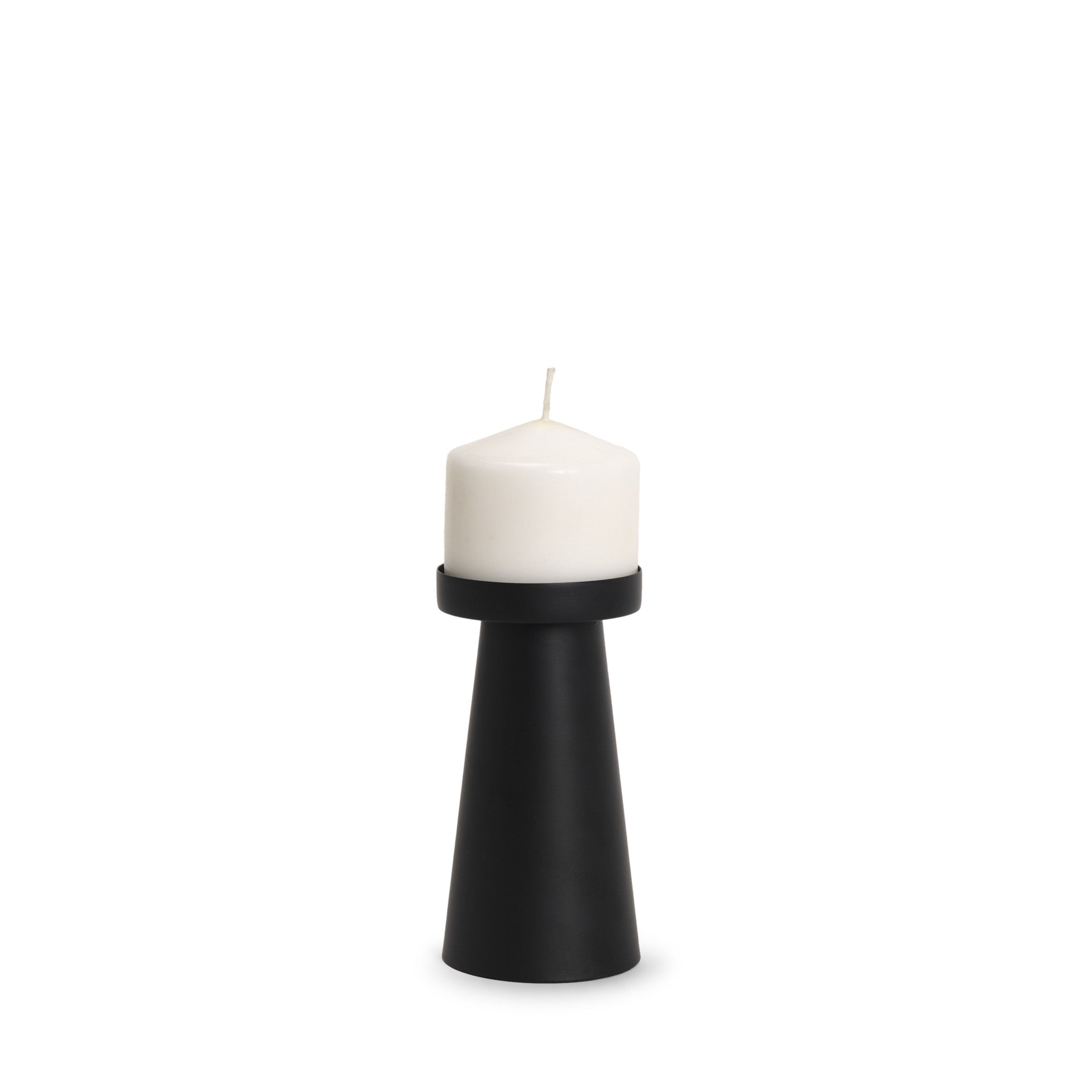 6" Black Metal Tabletop Pillar Candle Holder
