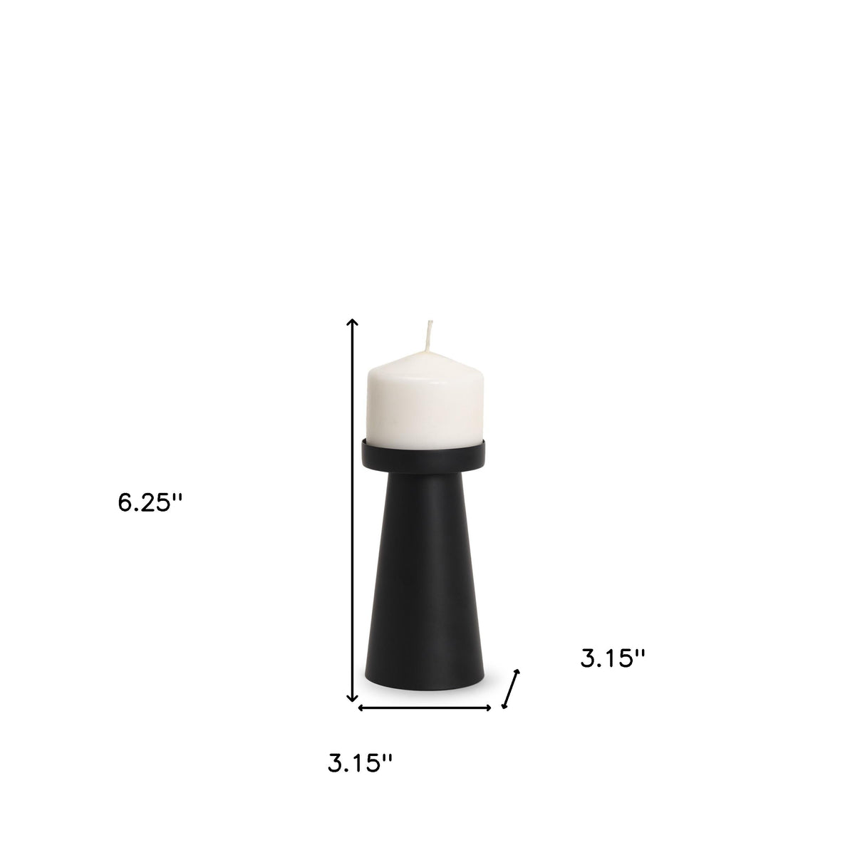 6" Black Metal Tabletop Pillar Candle Holder