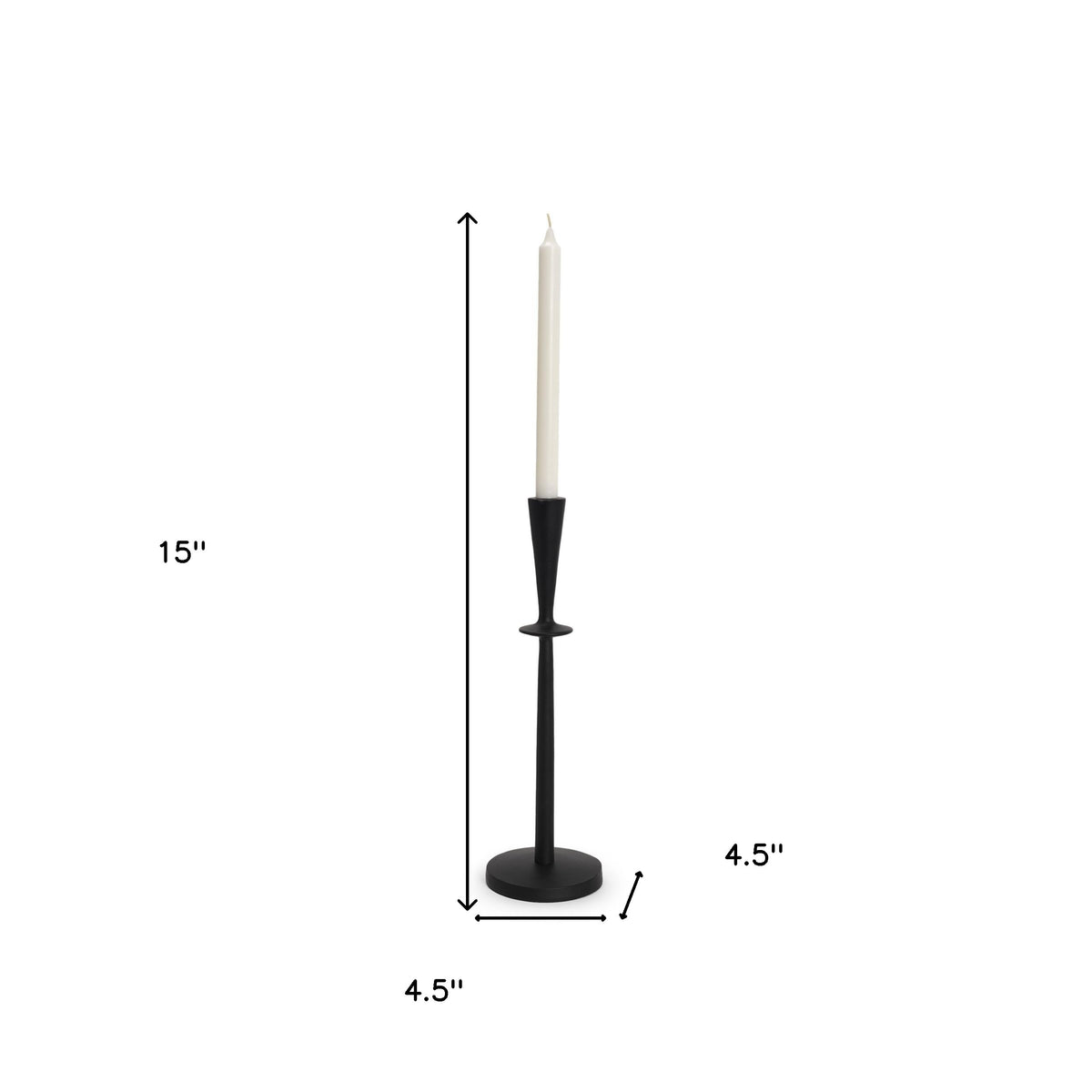 15" Black Metal Abstract Tabletop Candle Holder