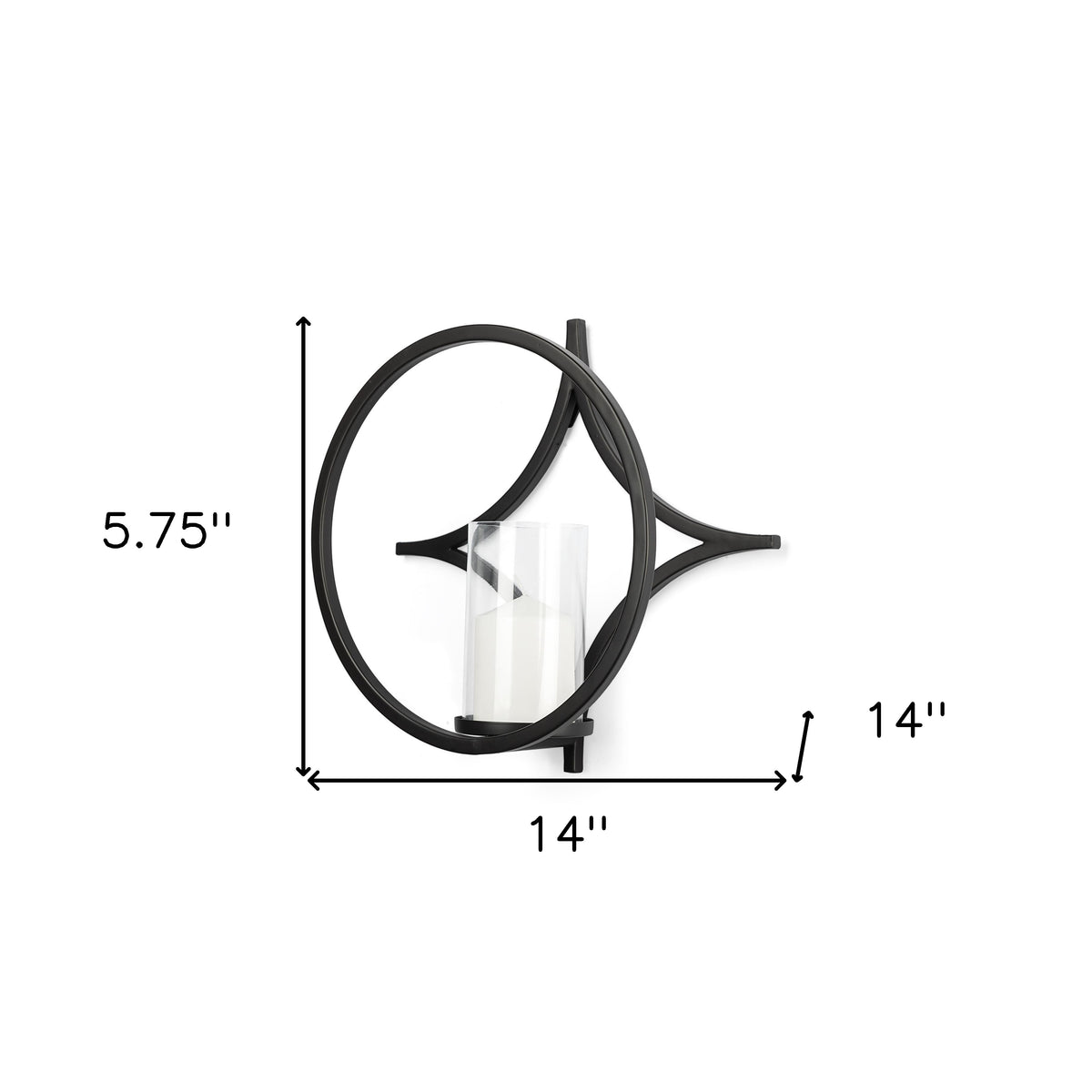 6" Black Quatrefoil Metal And Glass Wall Sconce Candle Holder