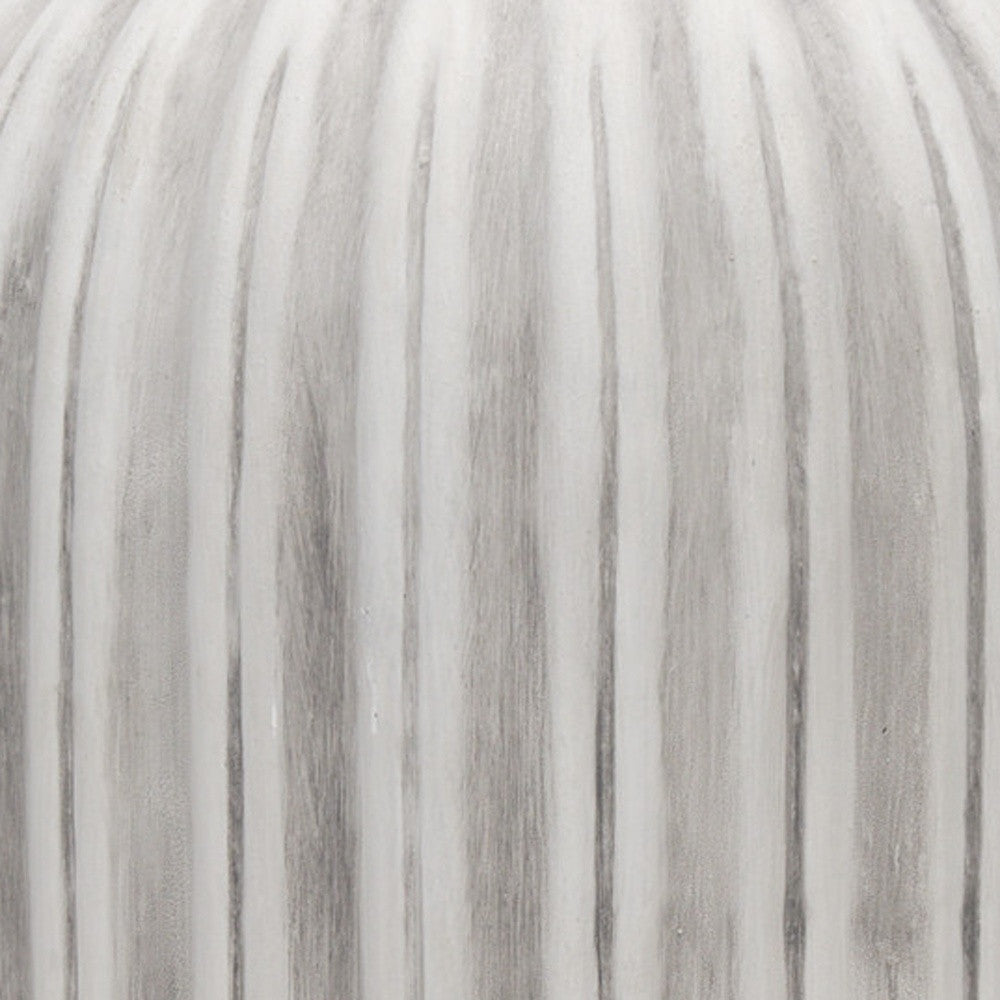 21" Gray And White Striped Ceramic Cylinder Floor Vase
