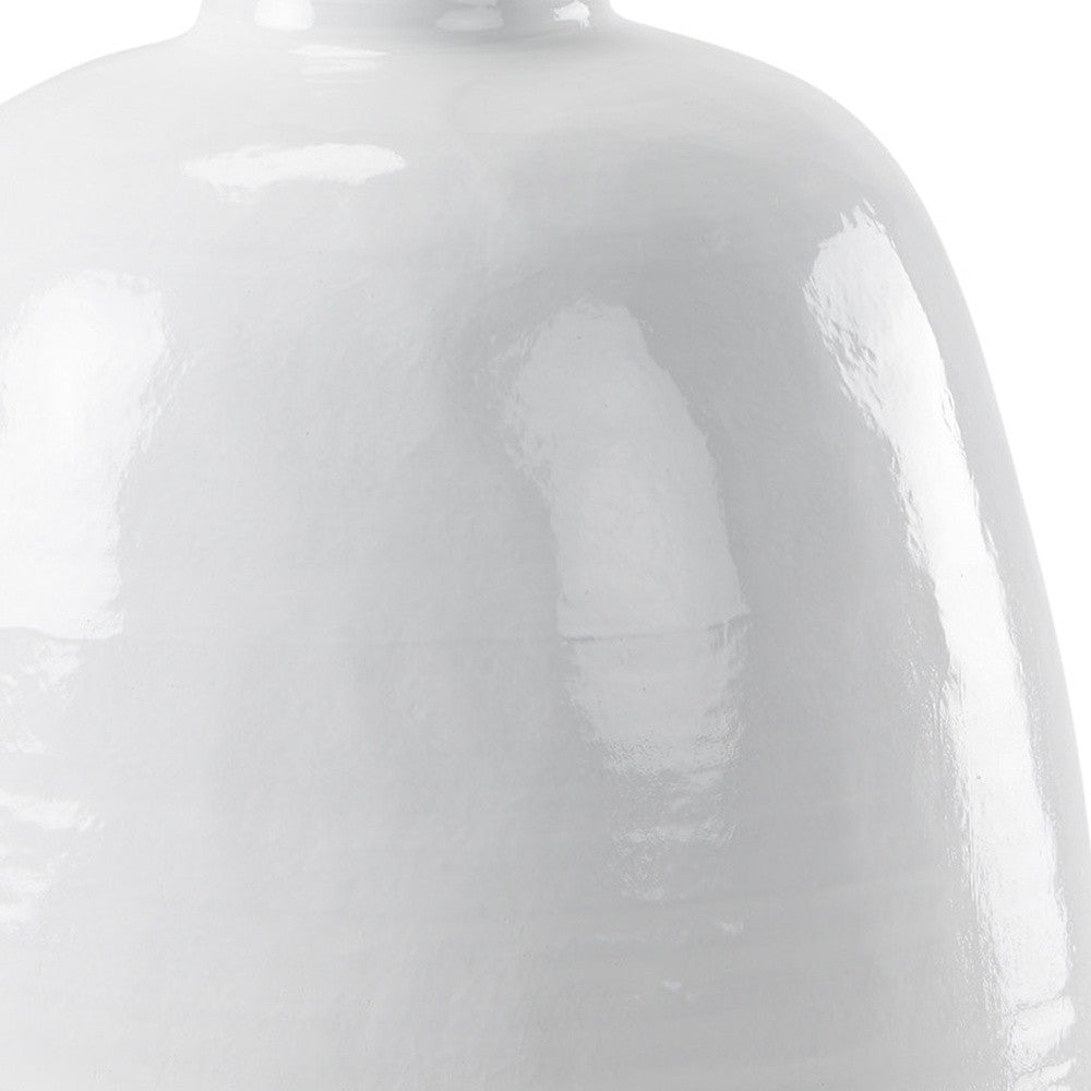 32" White And Beige Color Block Ceramic Round Floor Vase